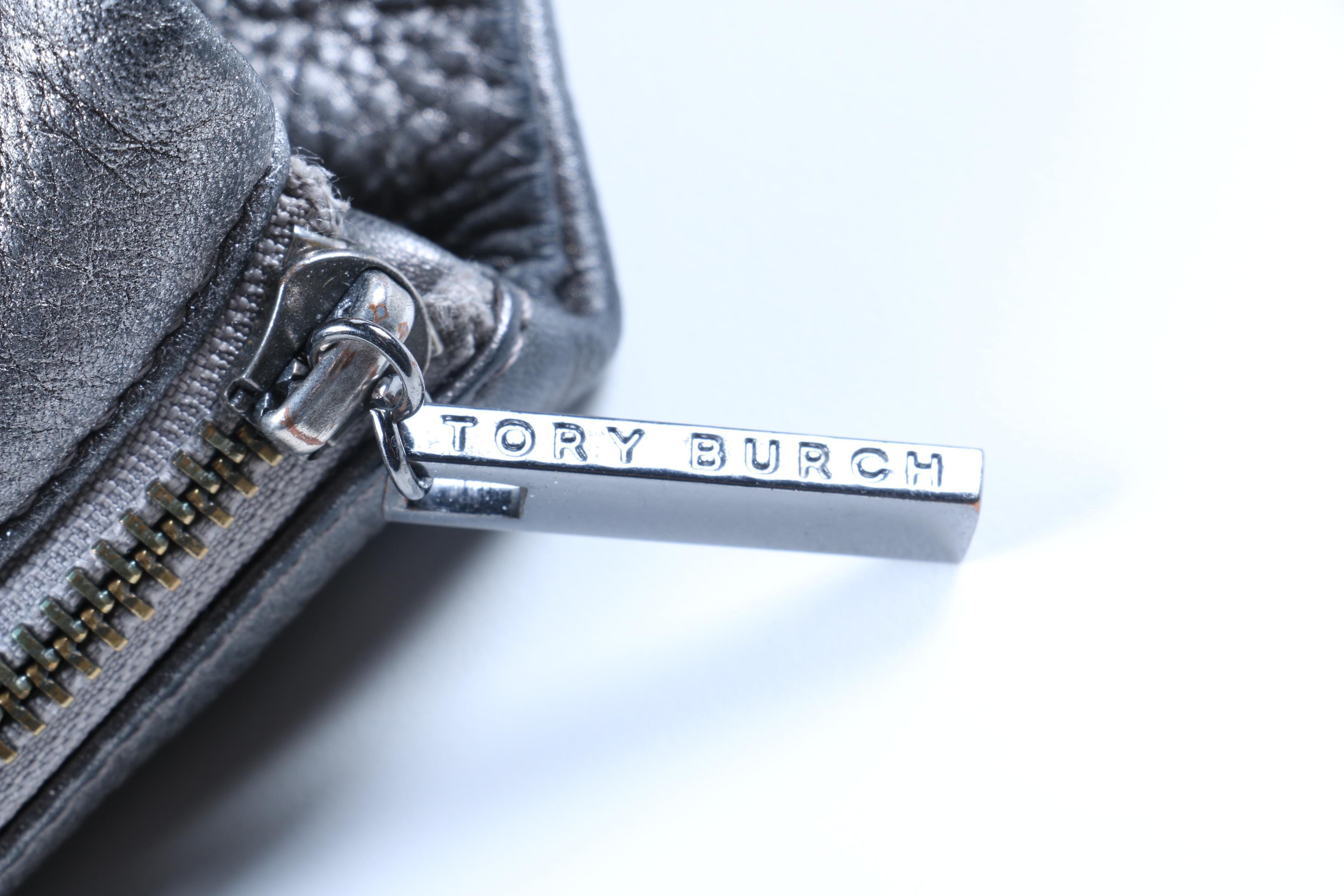 Tory Burch Metallic Silver Leather Tote