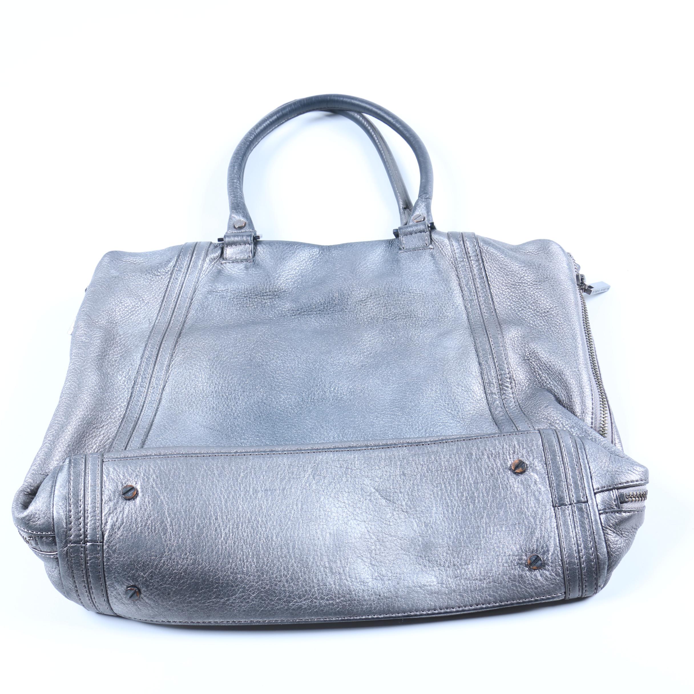 Tory Burch Metallic Silver Leather Tote