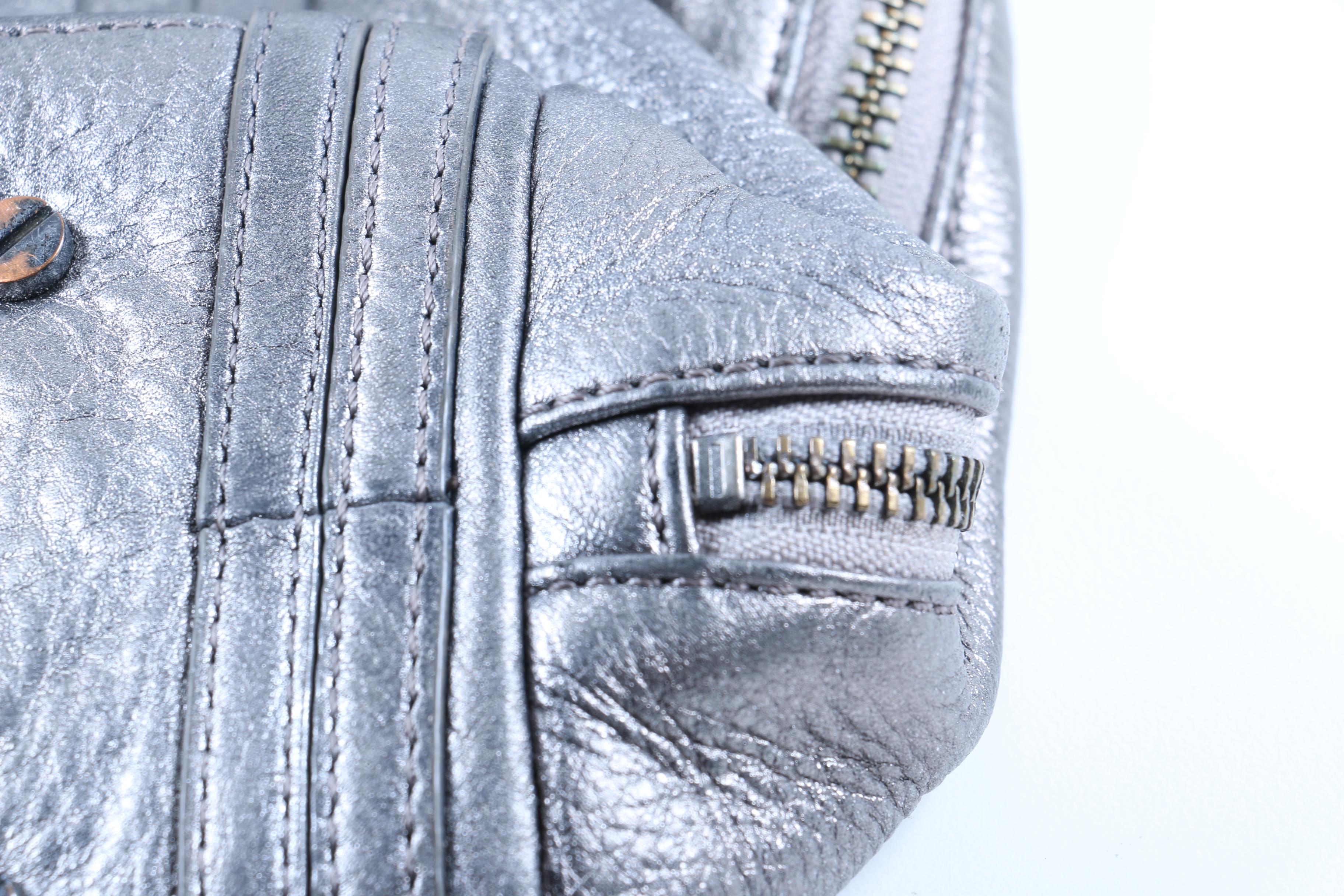 Tory Burch Metallic Silver Leather Tote