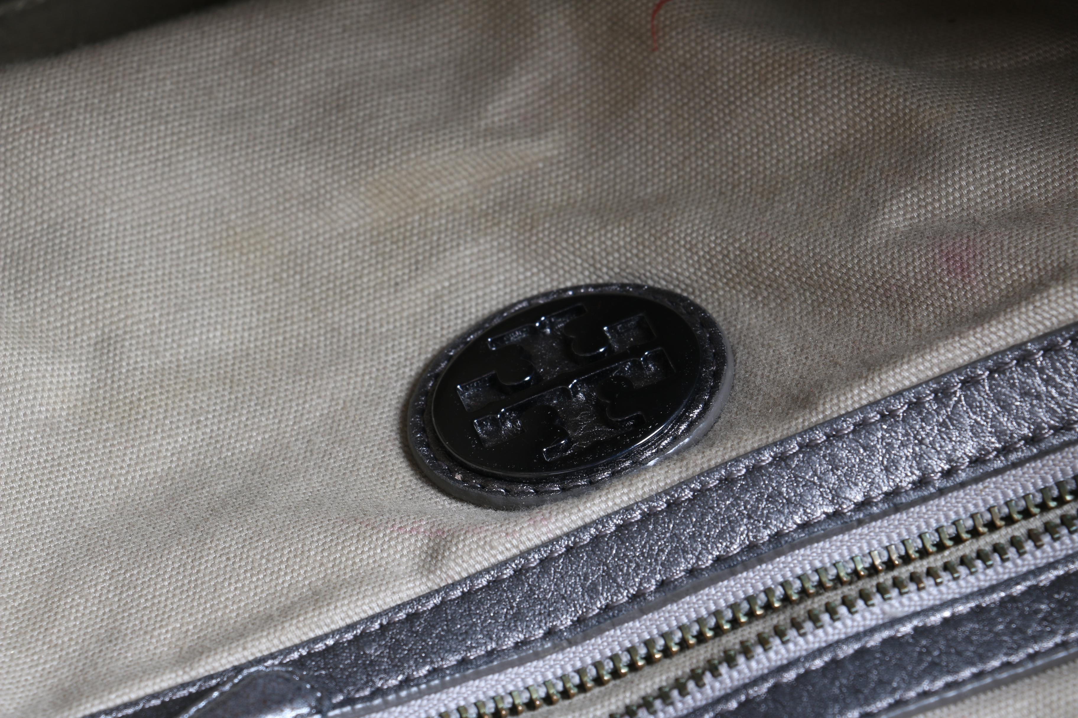 Tory Burch Metallic Silver Leather Tote