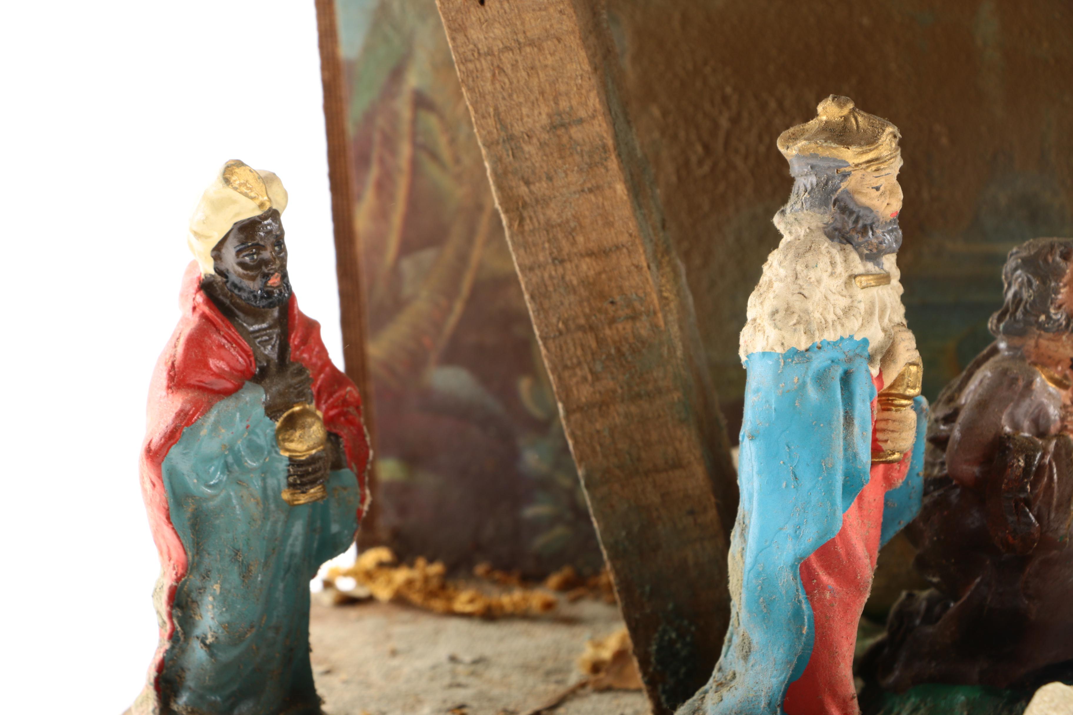 Nativity Scene with Wooden Stable
