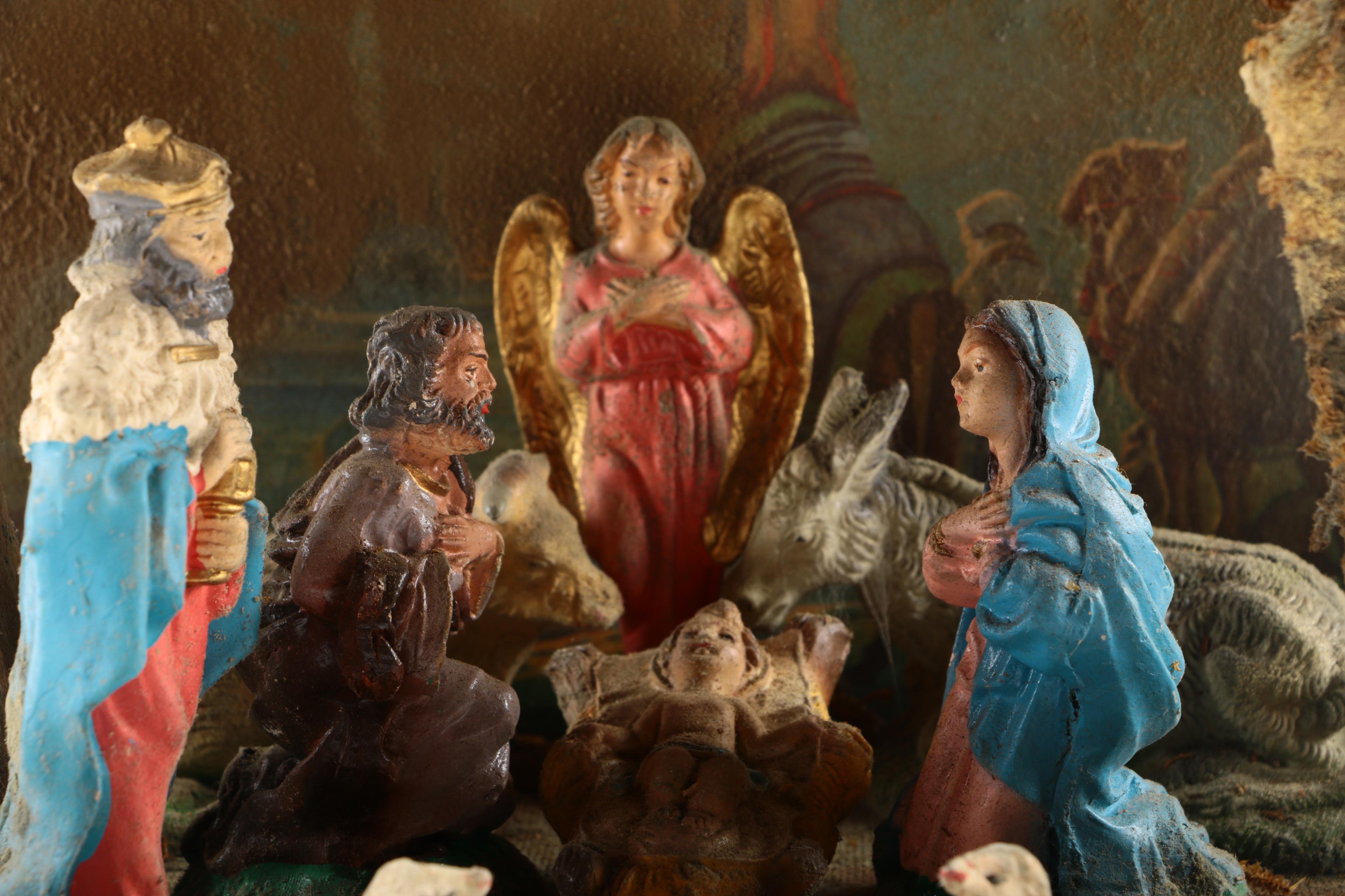 Nativity Scene with Wooden Stable