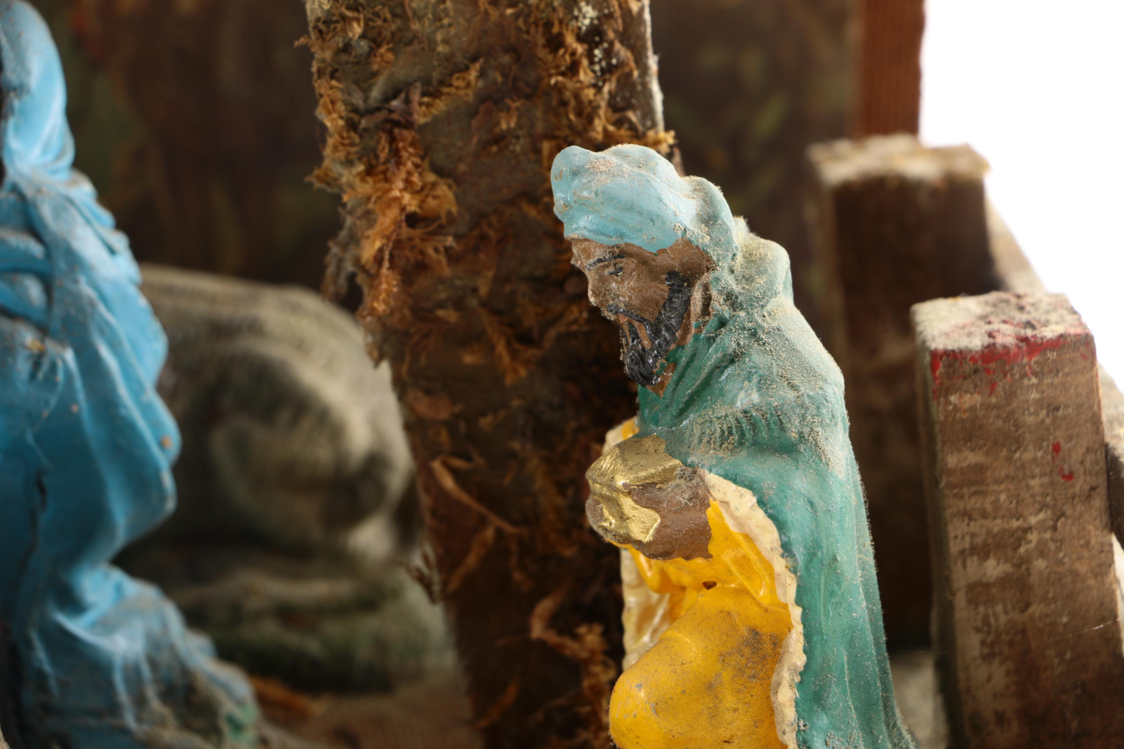 Nativity Scene with Wooden Stable