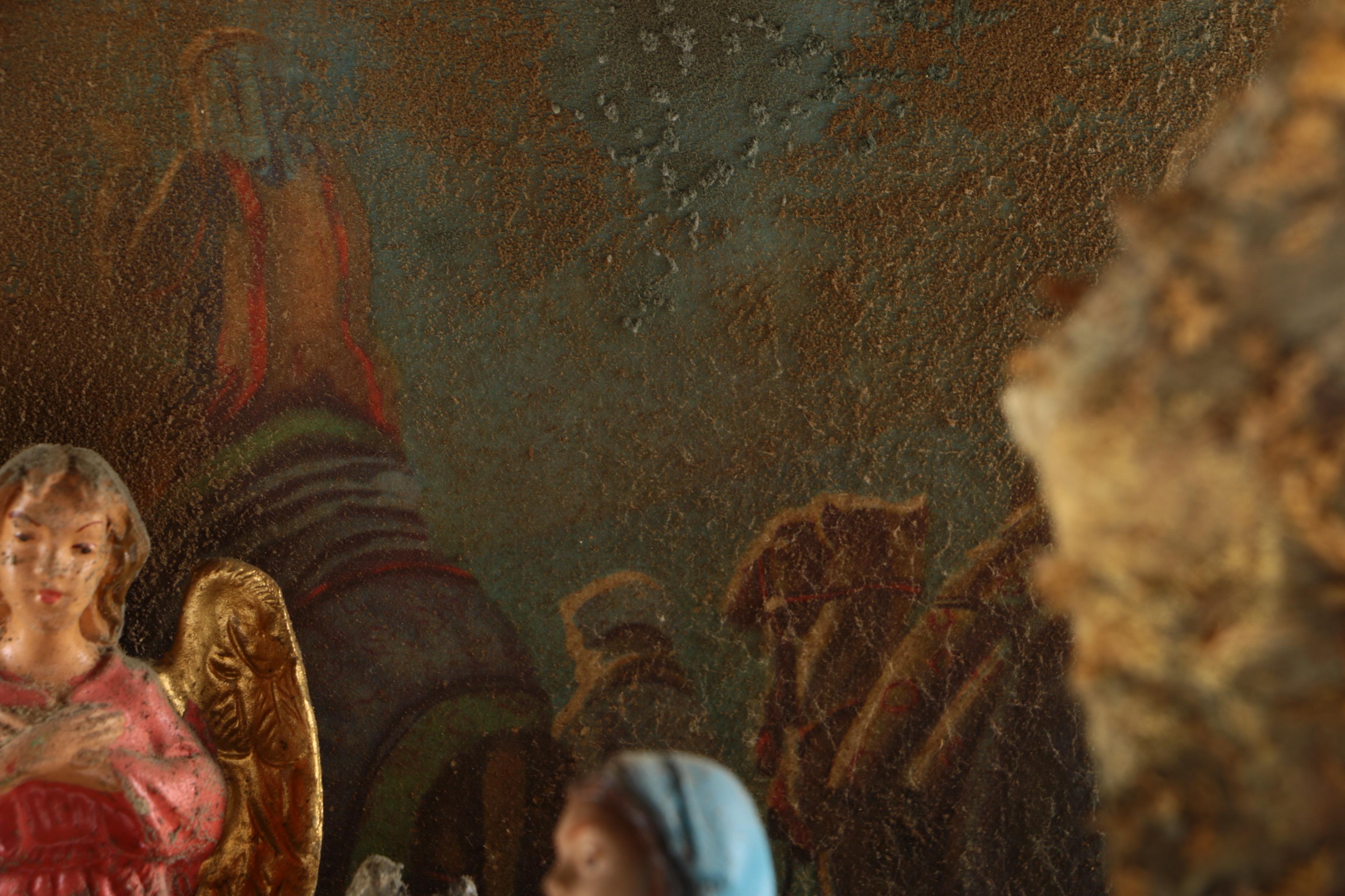 Nativity Scene with Wooden Stable