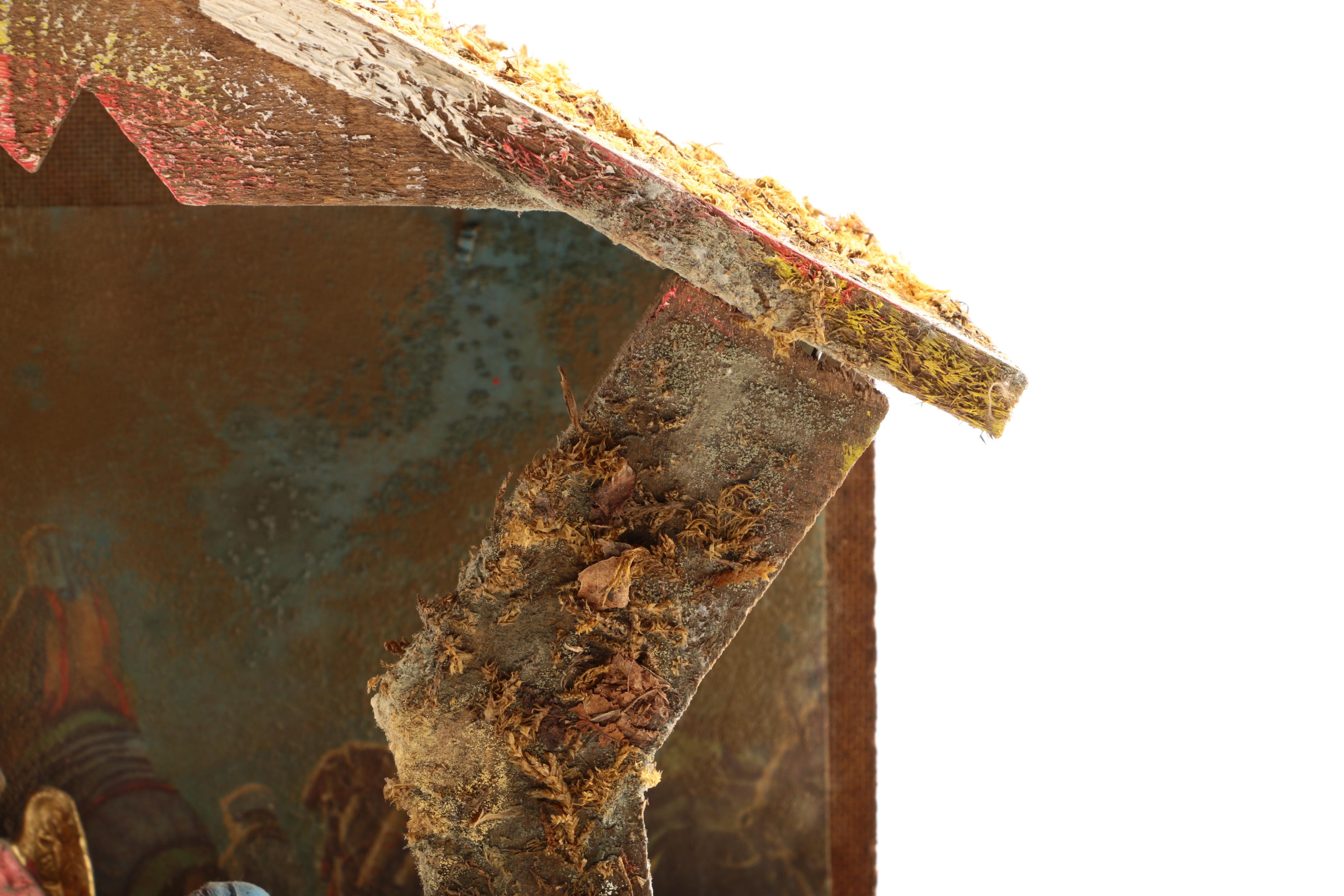 Nativity Scene with Wooden Stable