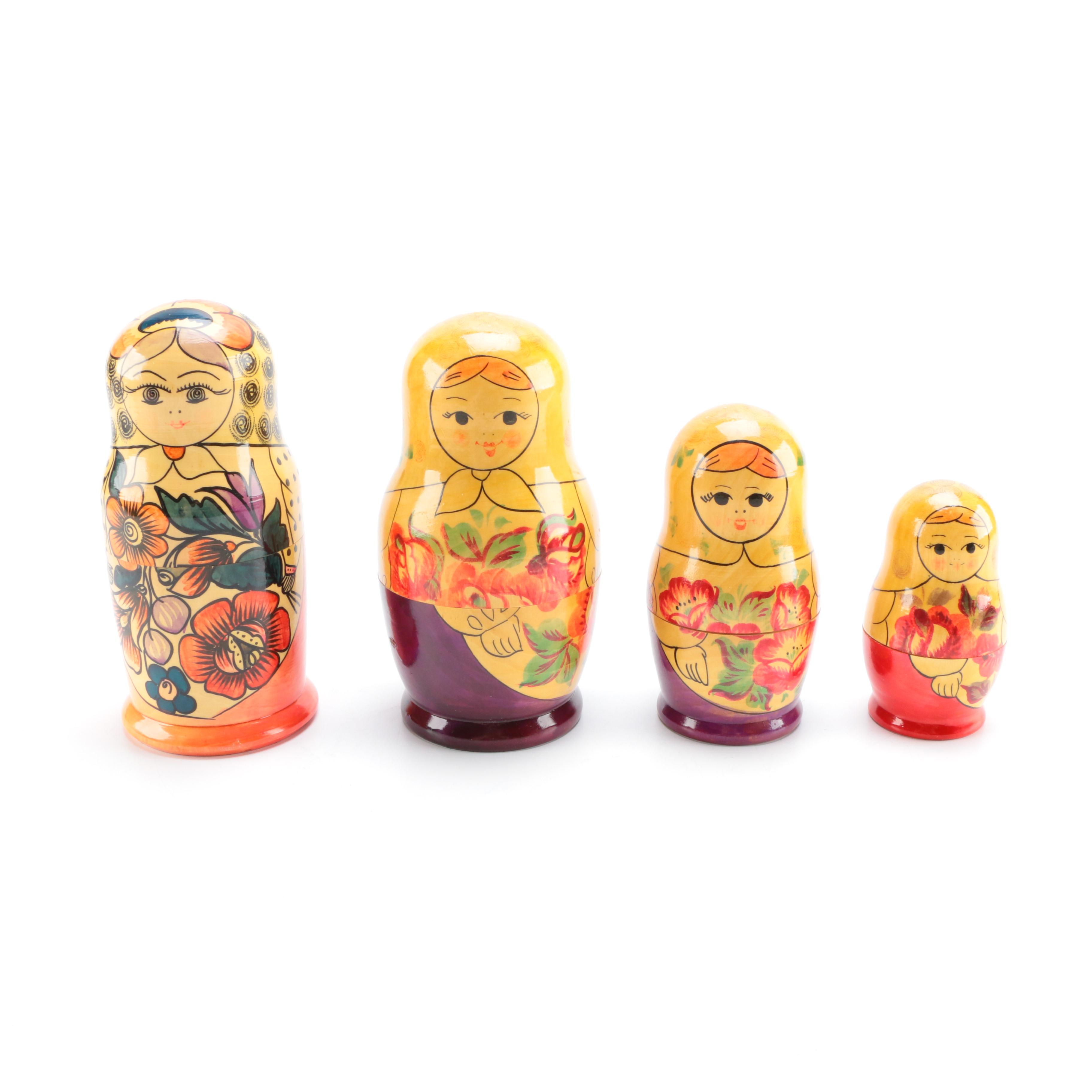 Four Sets of Metryoshka Russian Nesting Dolls