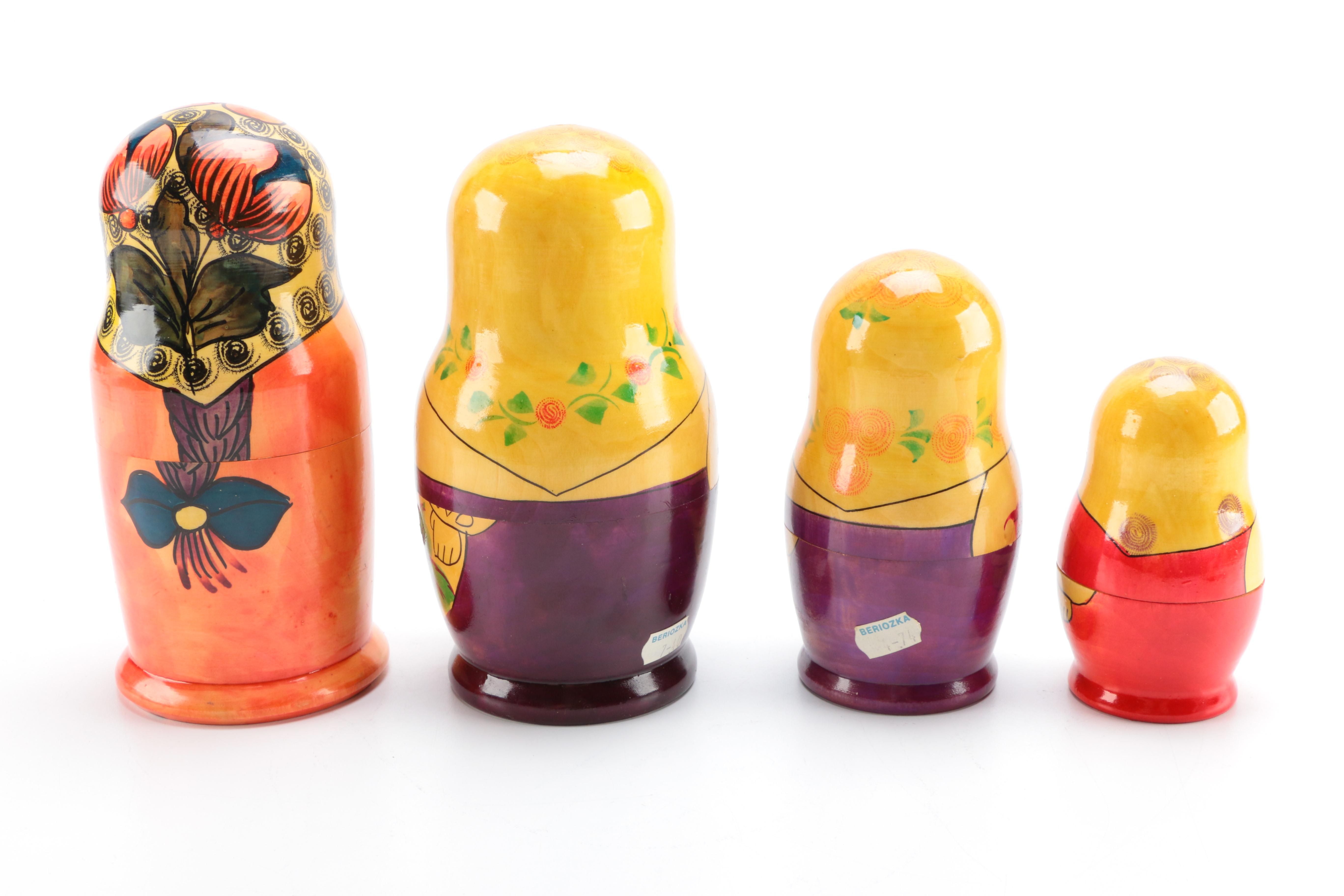 Four Sets of Metryoshka Russian Nesting Dolls