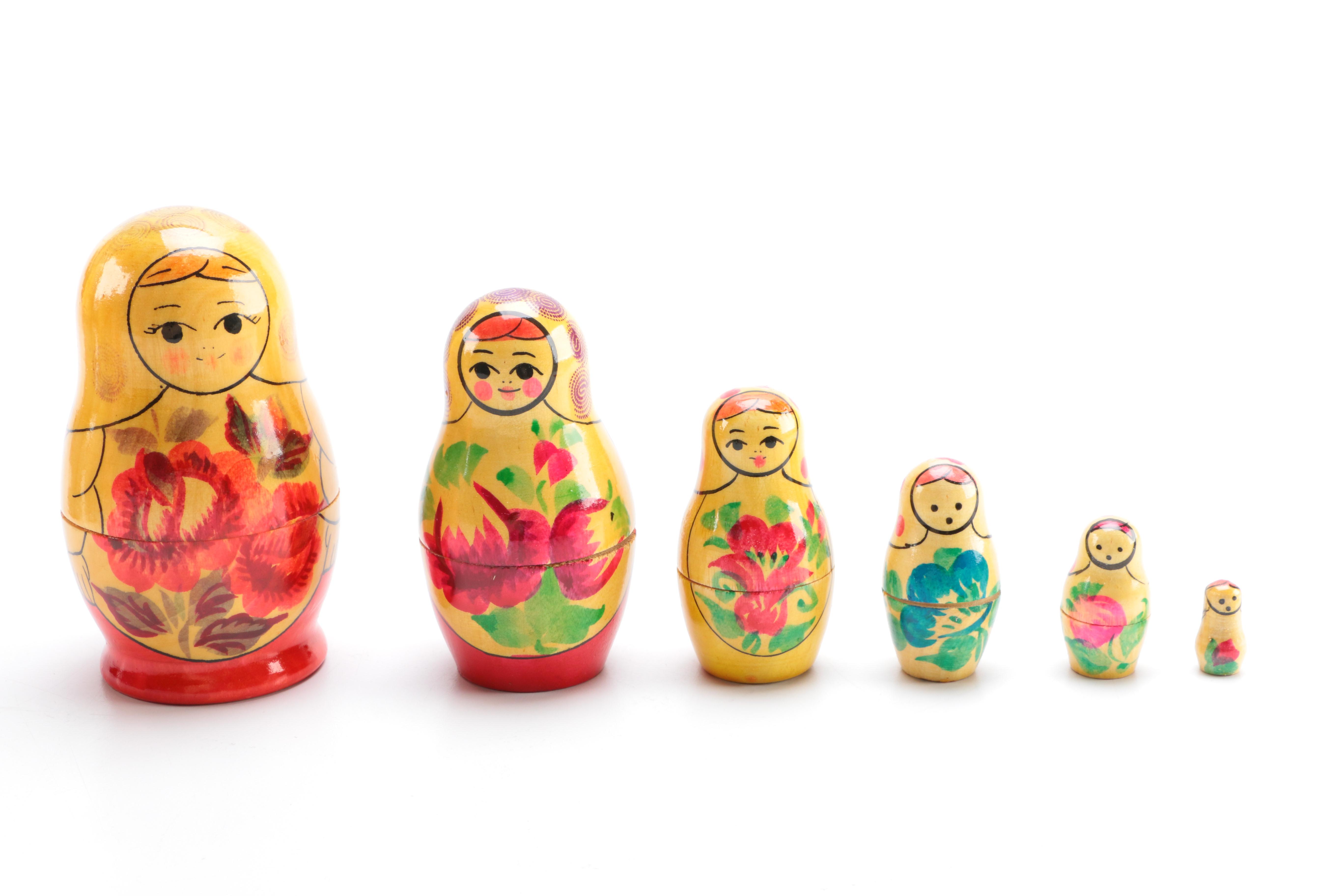 Four Sets of Metryoshka Russian Nesting Dolls
