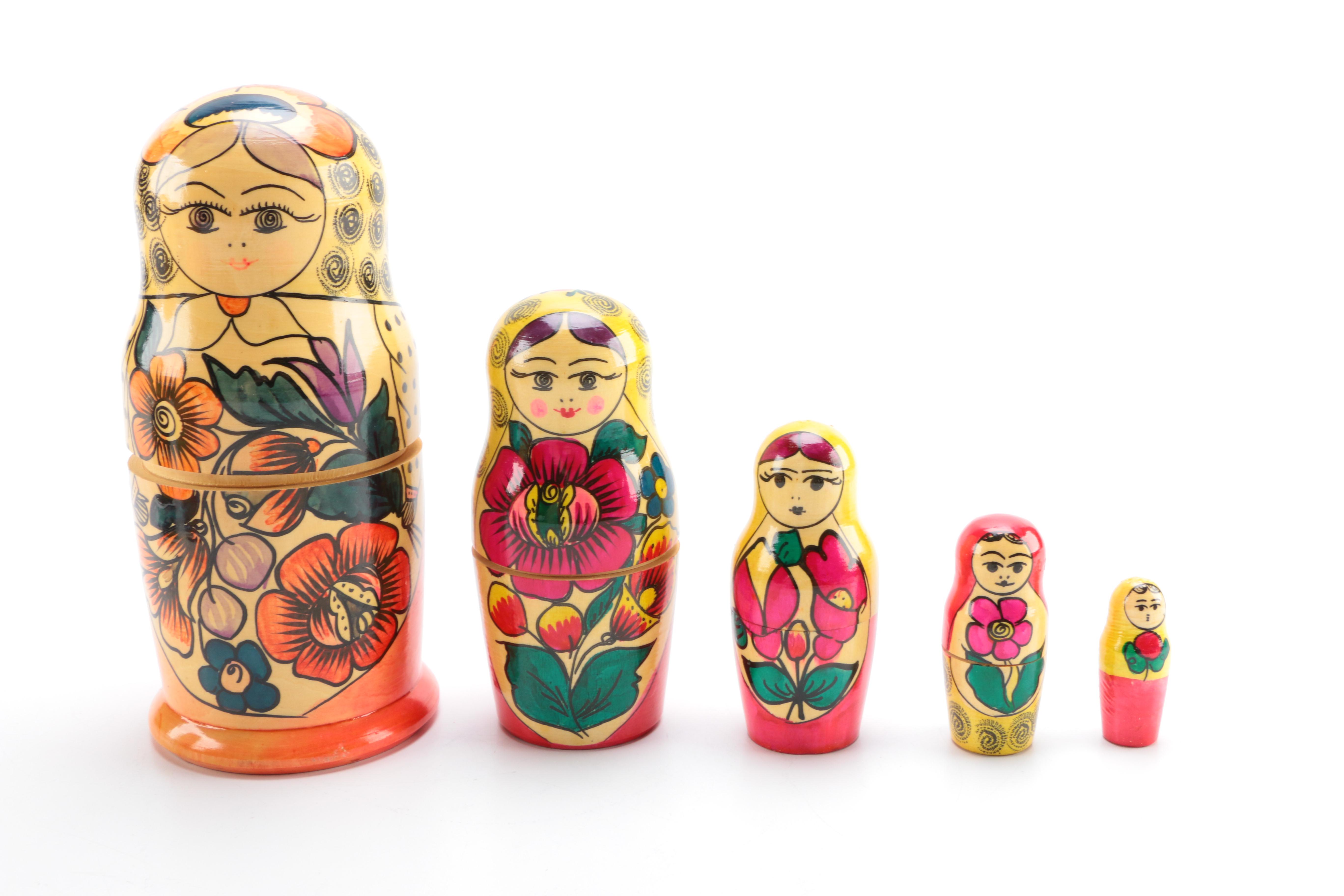 Four Sets of Metryoshka Russian Nesting Dolls