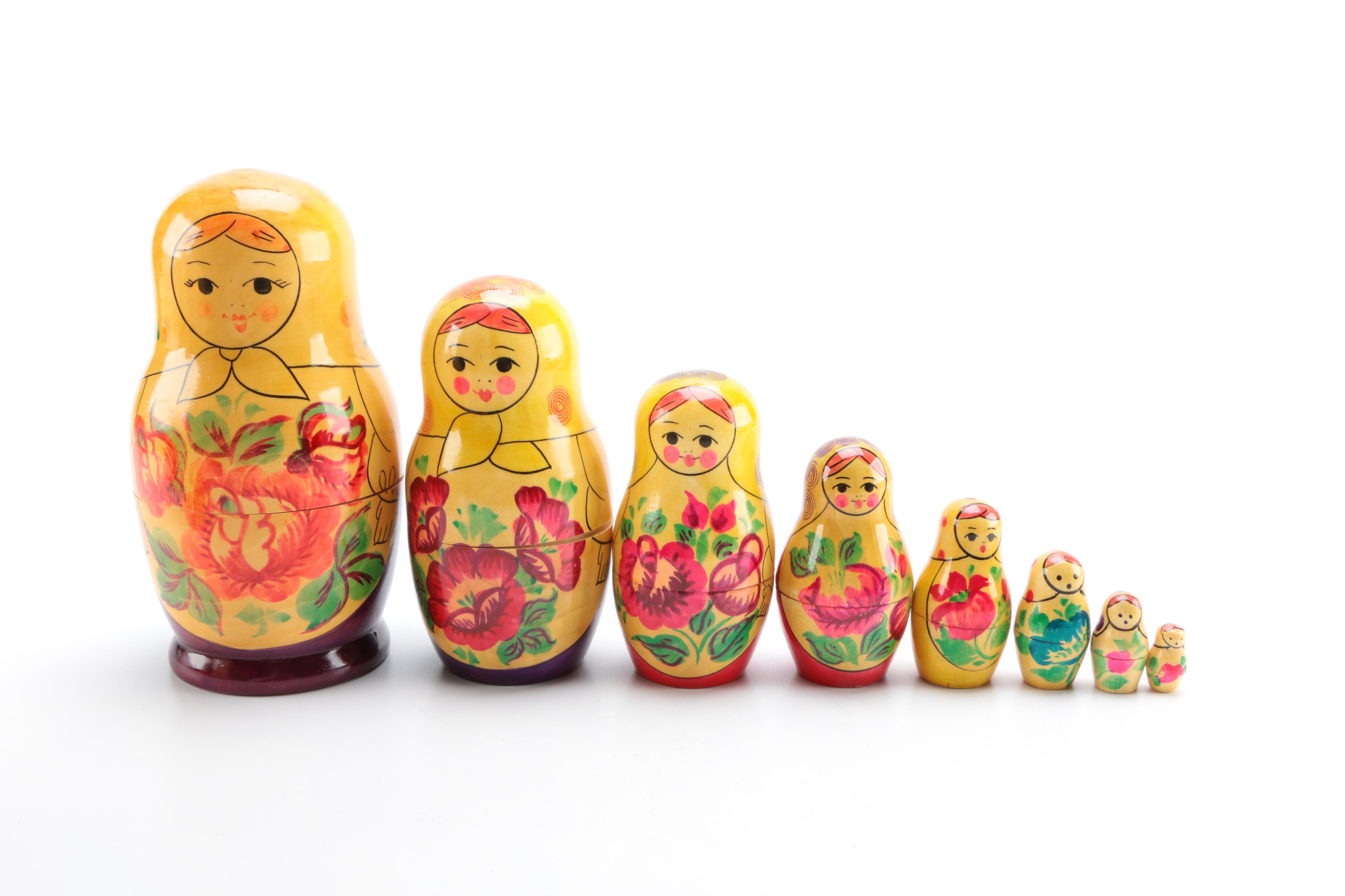 Four Sets of Metryoshka Russian Nesting Dolls