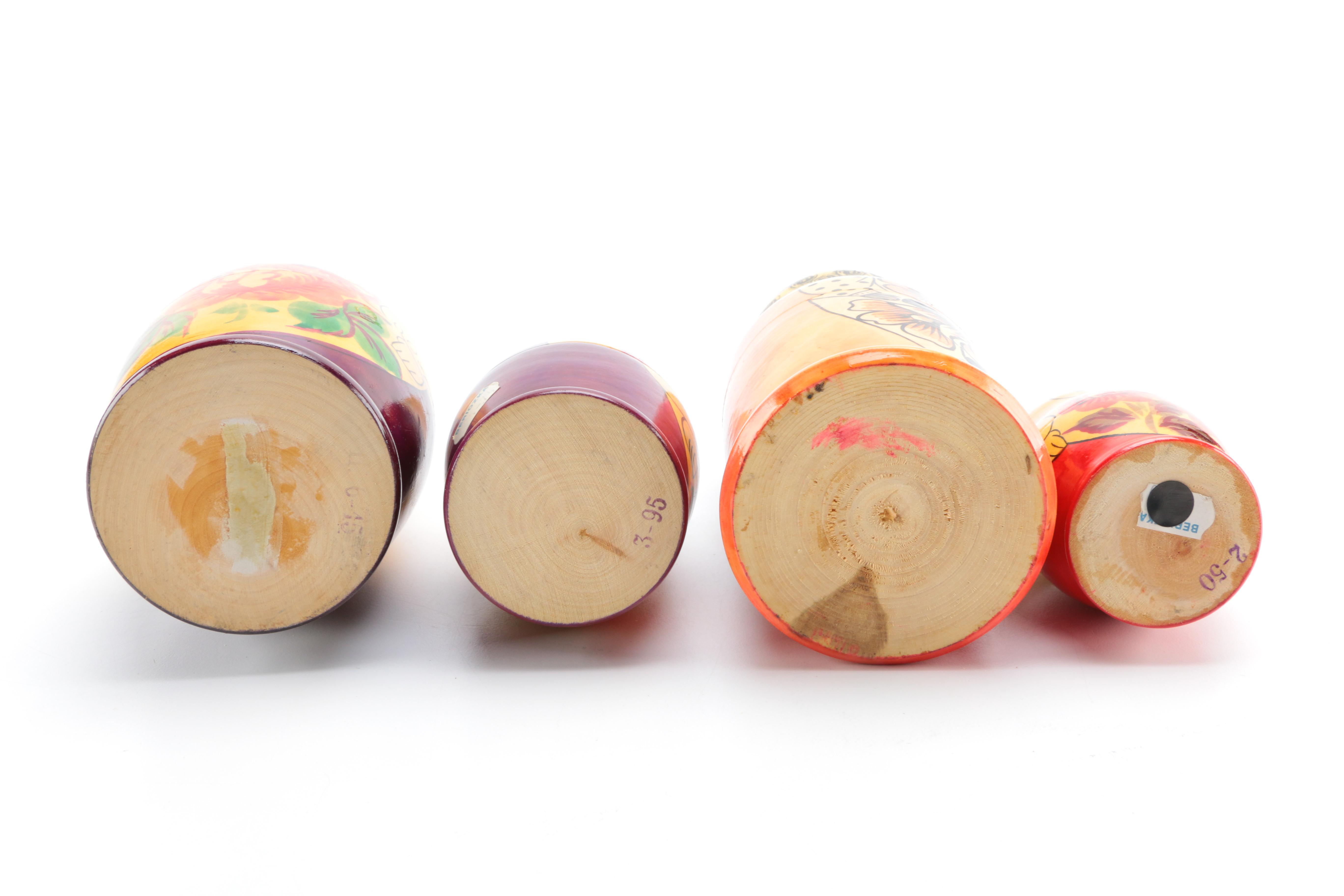 Four Sets of Metryoshka Russian Nesting Dolls