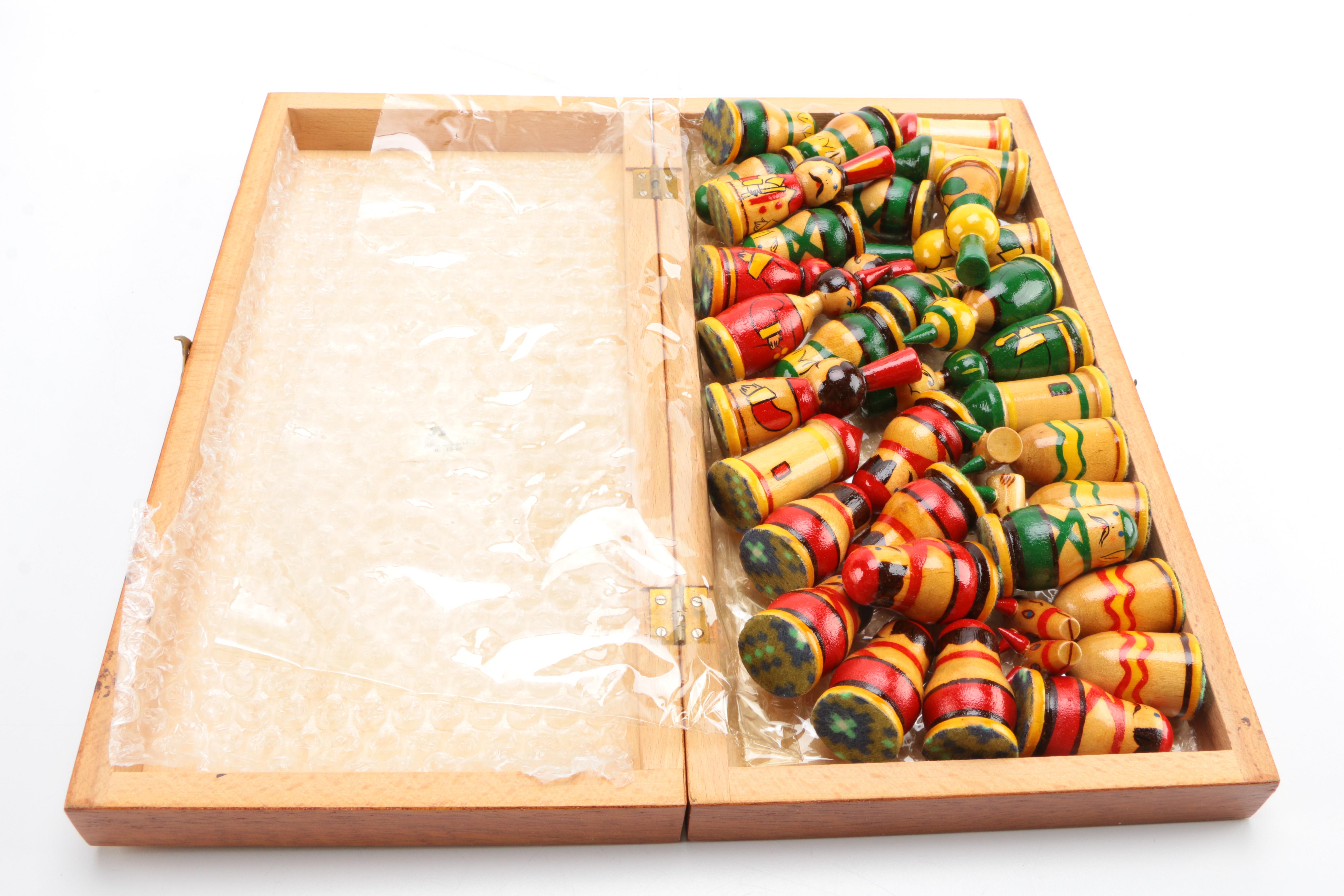 Russian Metryoshka Chess Sets and Board