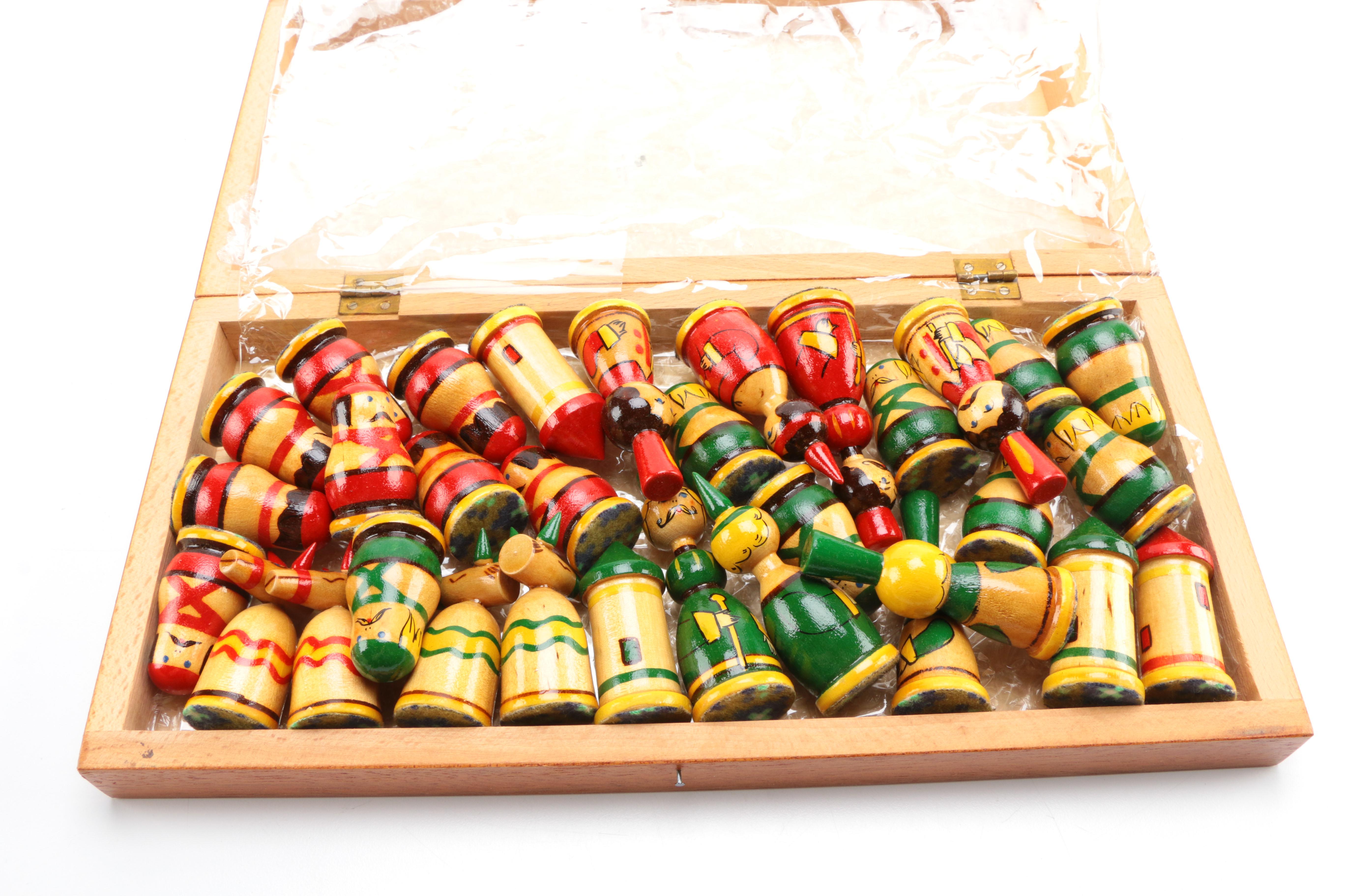 Russian Metryoshka Chess Sets and Board