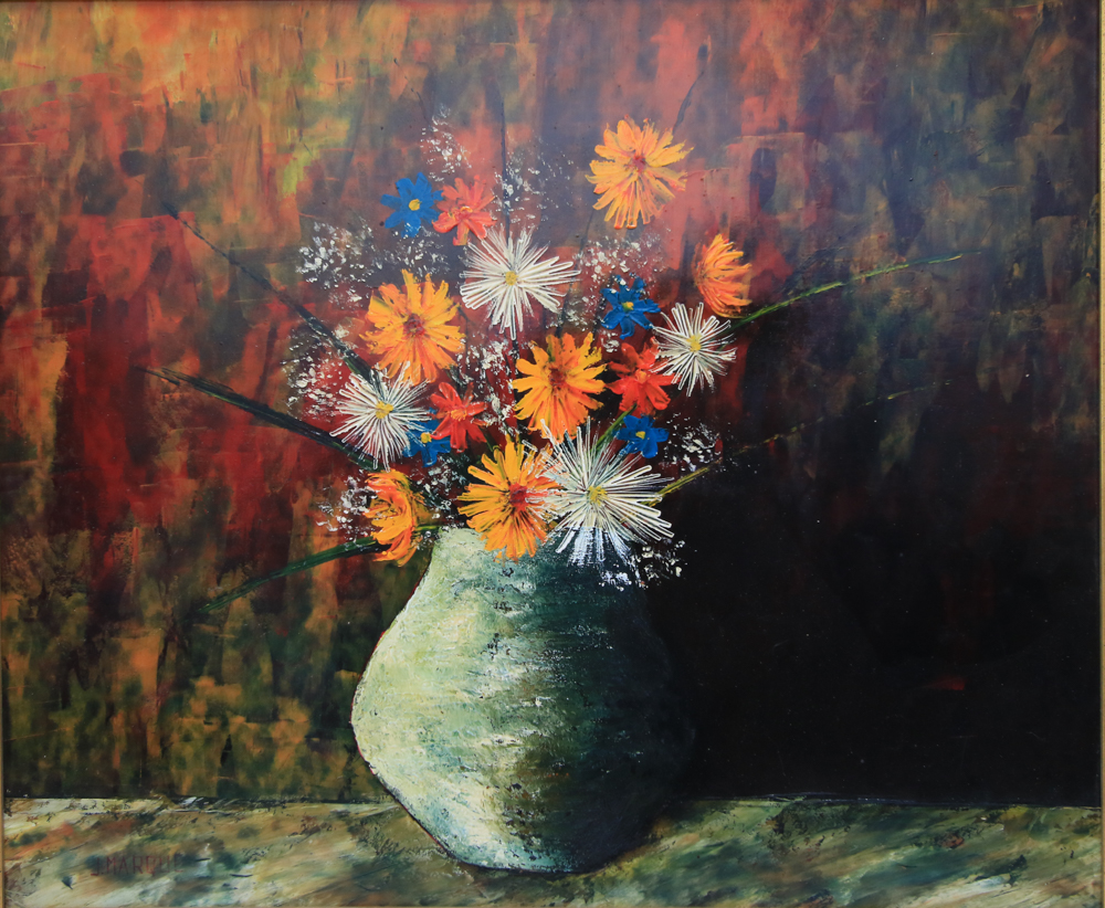 J. Marqué Oil Painting on Canvas Floral Still Life
