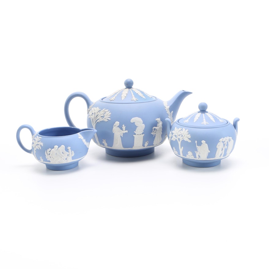 Wedgwood Blue Jasperware Tea Service