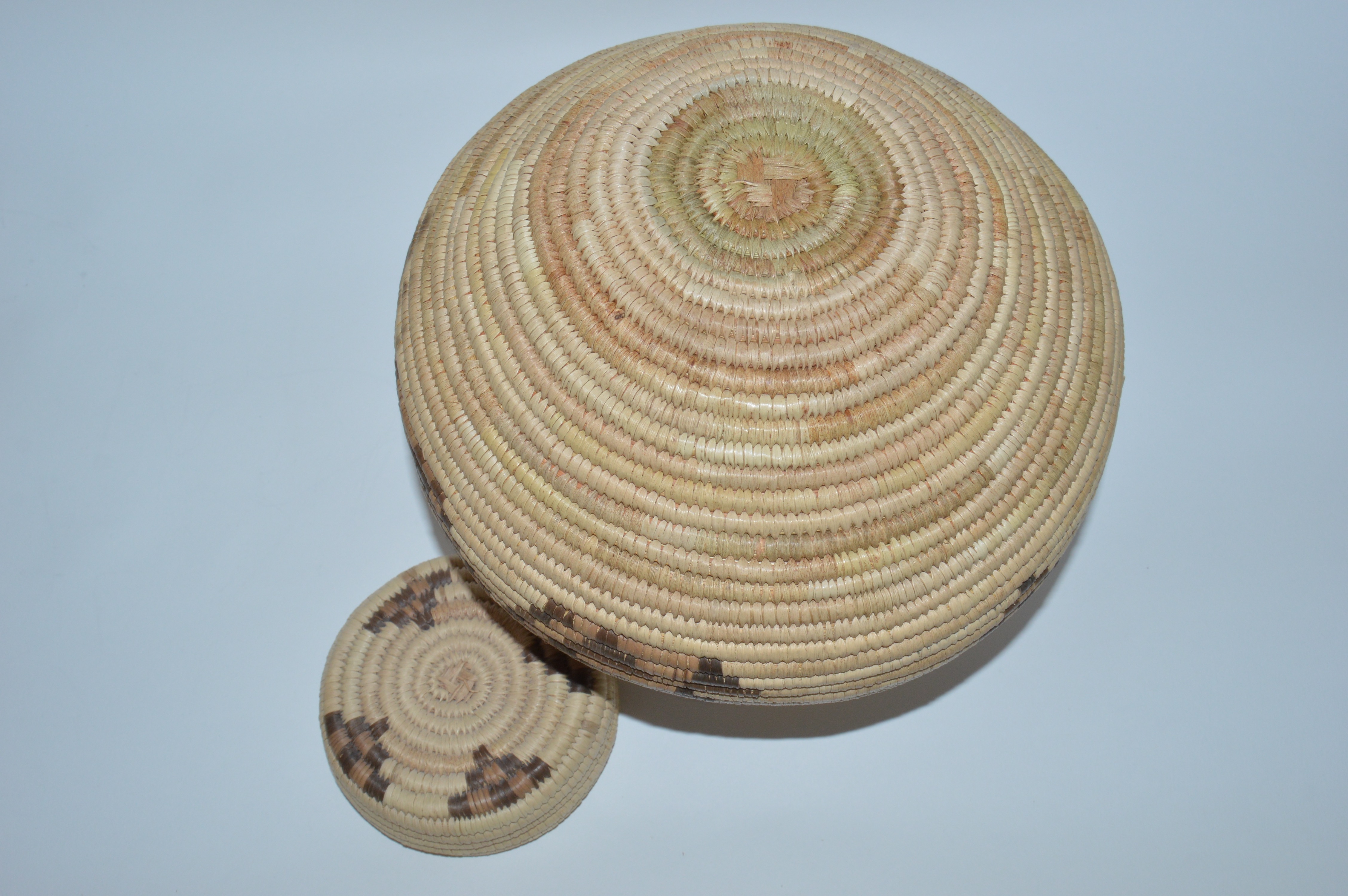 Handwoven Basketry Bowl and Lidded Zulu Basket