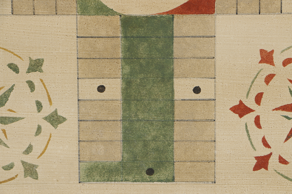 Folk Art Stenciled and Hand Painted Pachisi Game Board