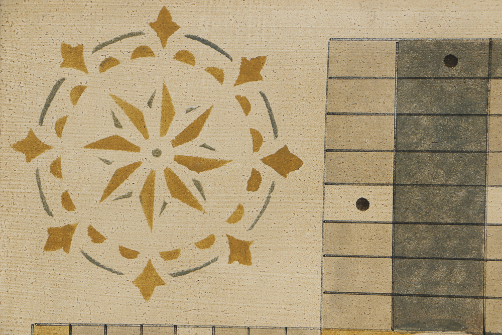 Folk Art Stenciled and Hand Painted Pachisi Game Board