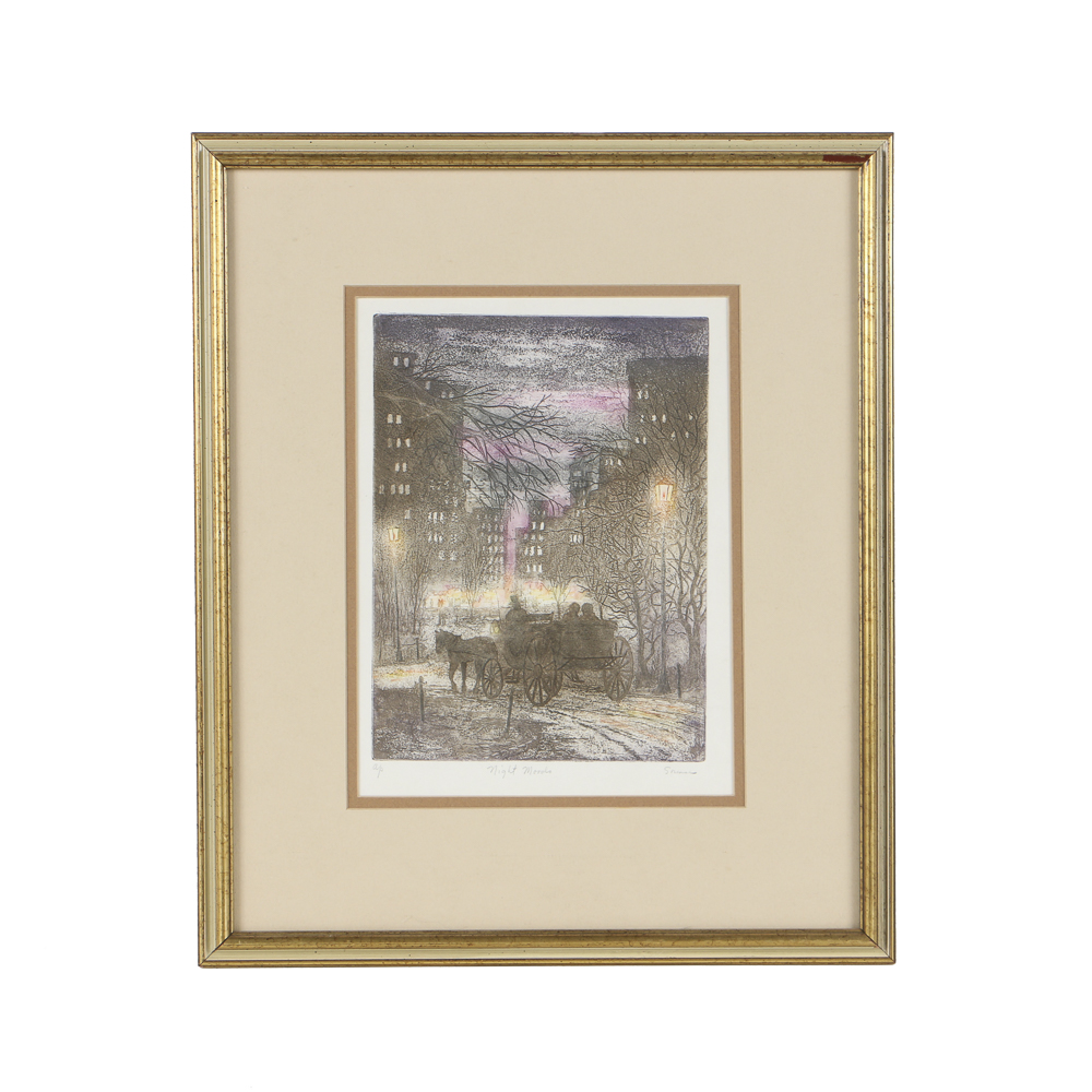 Sorenson Artist's Proof Color Etching With Aquatint "Night Moods"