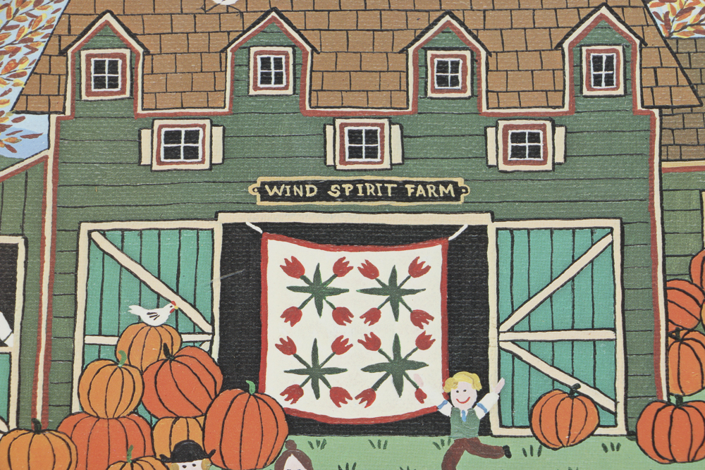 Cate Mandigo Limited Edition Offset Lithograph of Pumpkin Farm