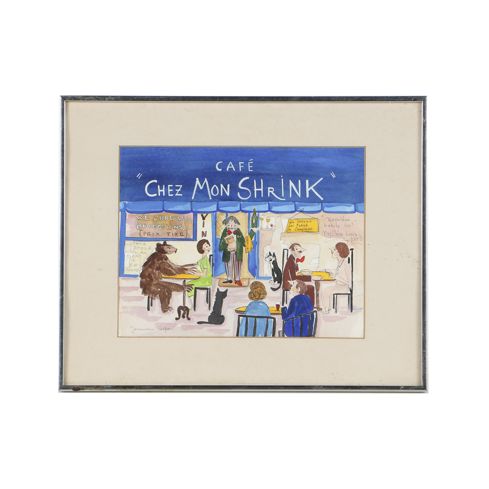 Jacqueline Cooper Watercolor Painting "Café Chez Mon Shrink"
