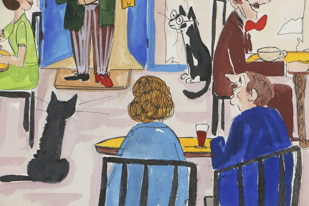 Jacqueline Cooper Watercolor Painting "Café Chez Mon Shrink"