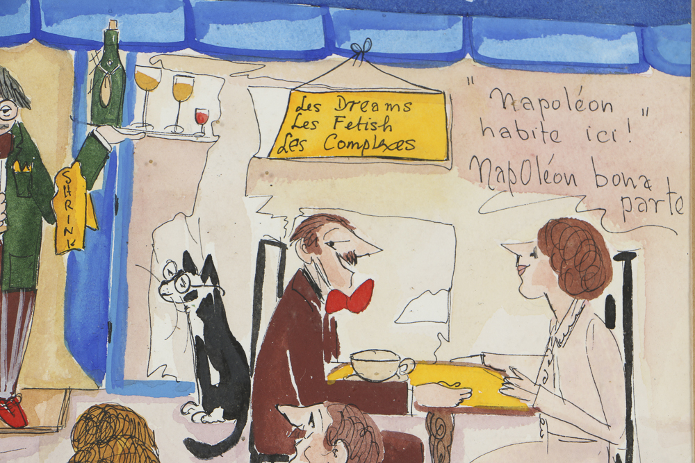 Jacqueline Cooper Watercolor Painting "Café Chez Mon Shrink"