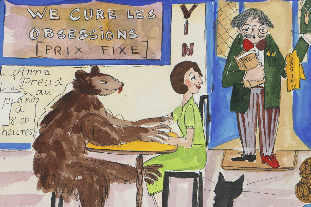 Jacqueline Cooper Watercolor Painting "Café Chez Mon Shrink"