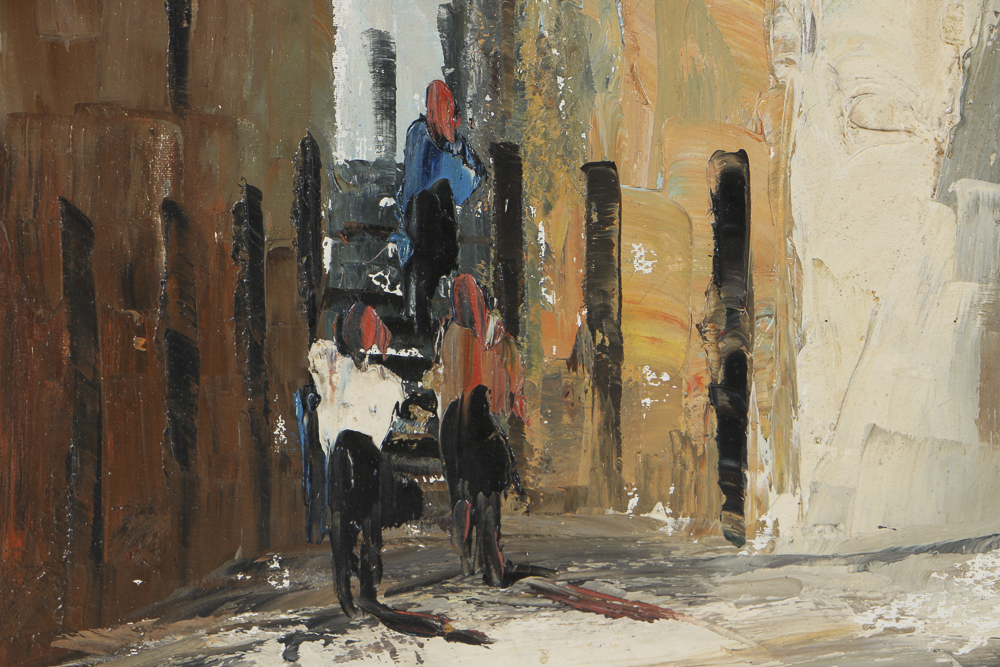 Oil Painting on Canvas of Figurative Cityscape