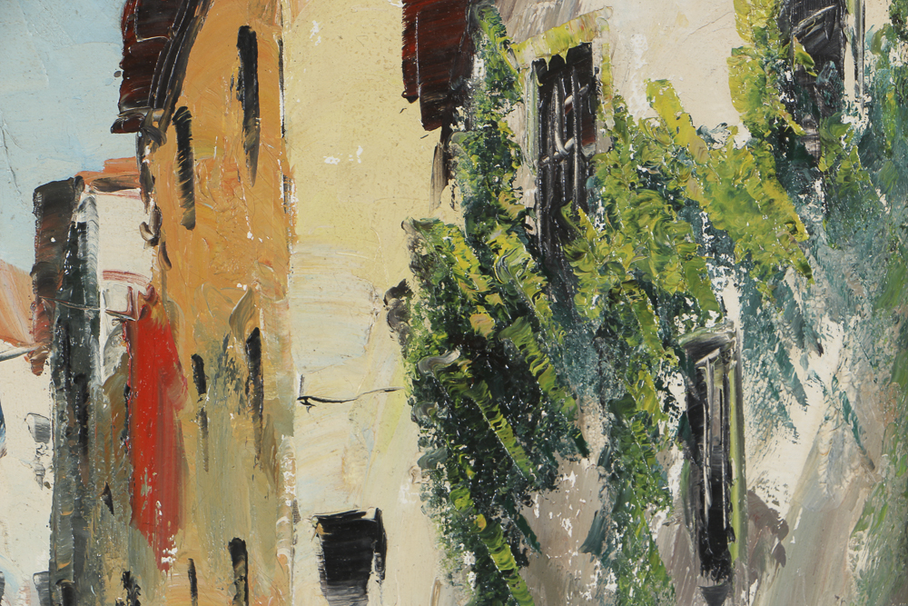 Oil Painting on Canvas of Figurative Cityscape