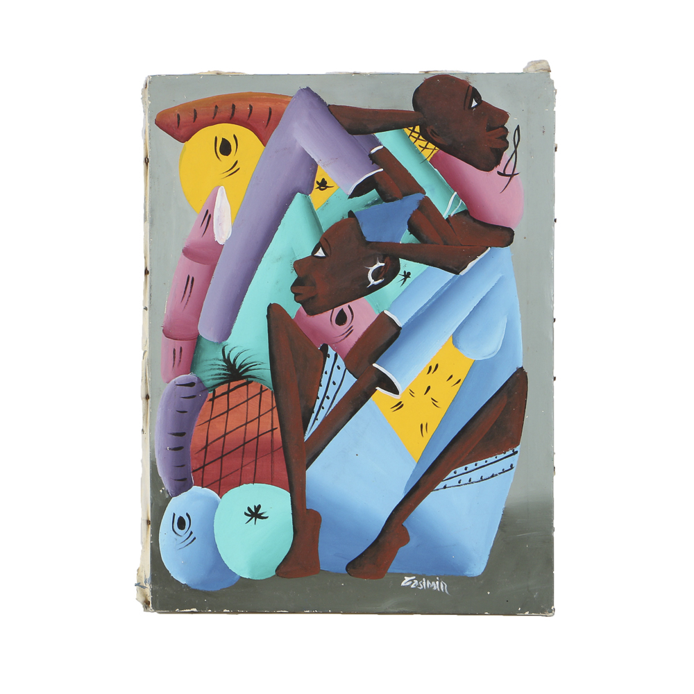 Acrylic Painting on Canvas of Figurative Abstract Scene