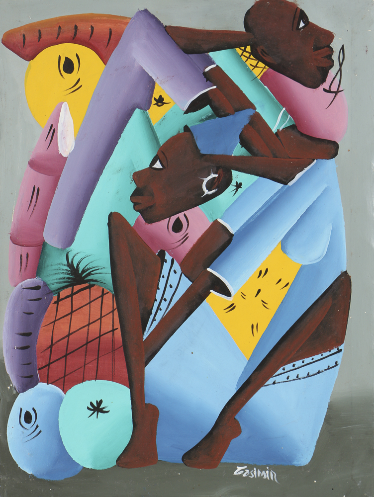 Acrylic Painting on Canvas of Figurative Abstract Scene