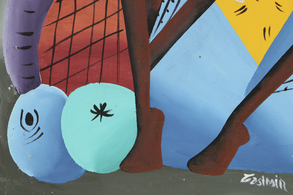 Acrylic Painting on Canvas of Figurative Abstract Scene