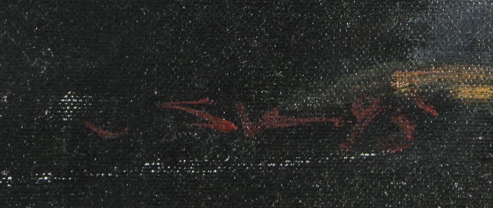 1995 Oil Portrait on Canvas of Man Dressed in Armor