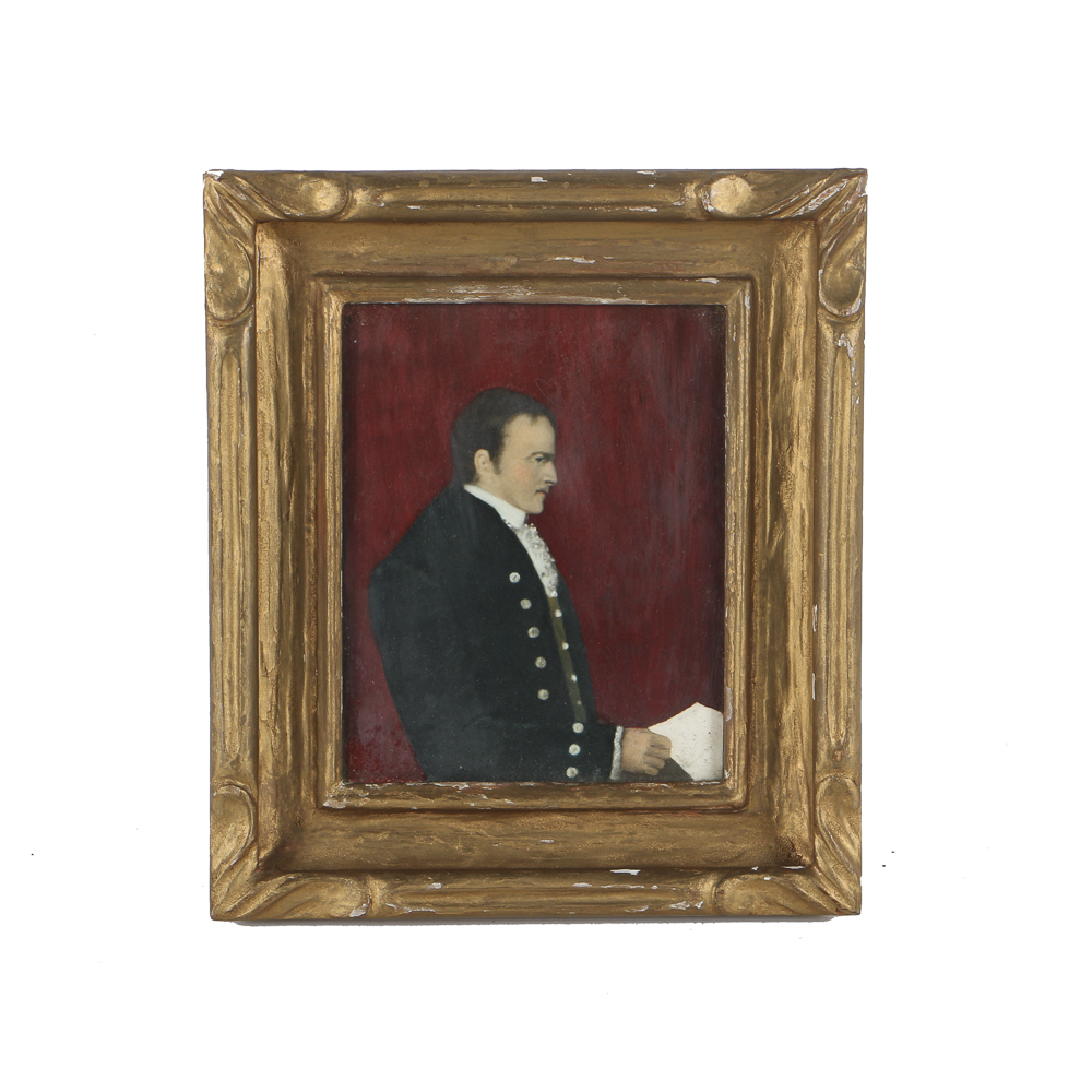 Folk Art Oil Portait on Canvas of an Early 19th Century Man