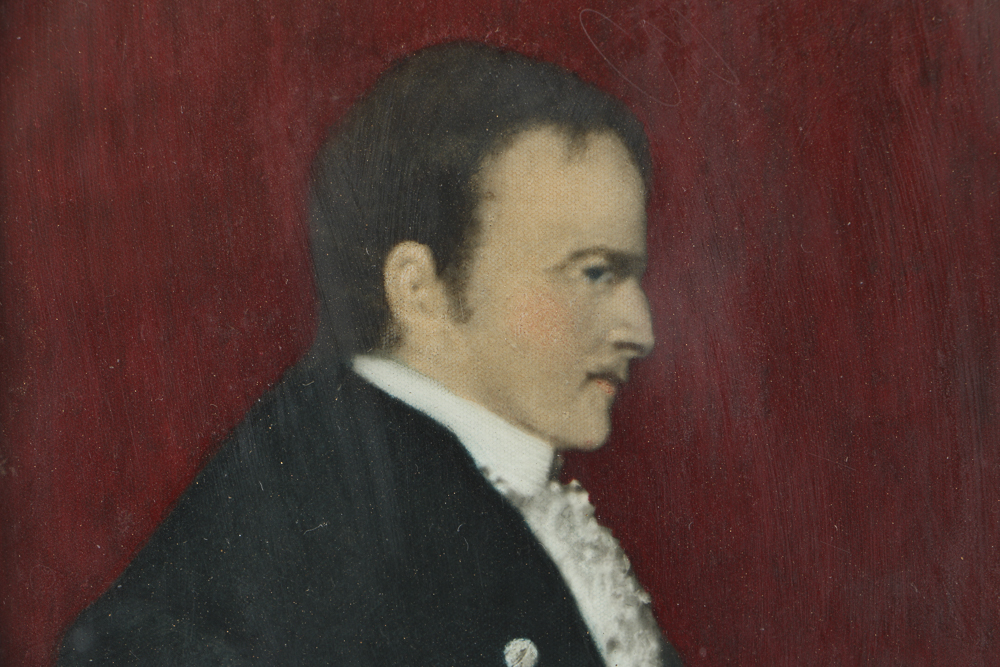 Folk Art Oil Portait on Canvas of an Early 19th Century Man