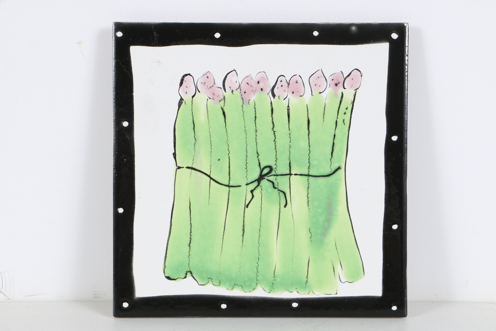 Nansi Strickland Painted Ceramic Tiles of Asparagus