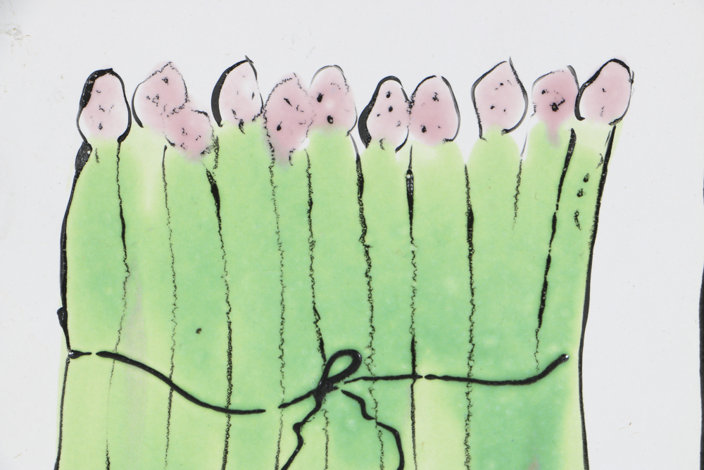 Nansi Strickland Painted Ceramic Tiles of Asparagus