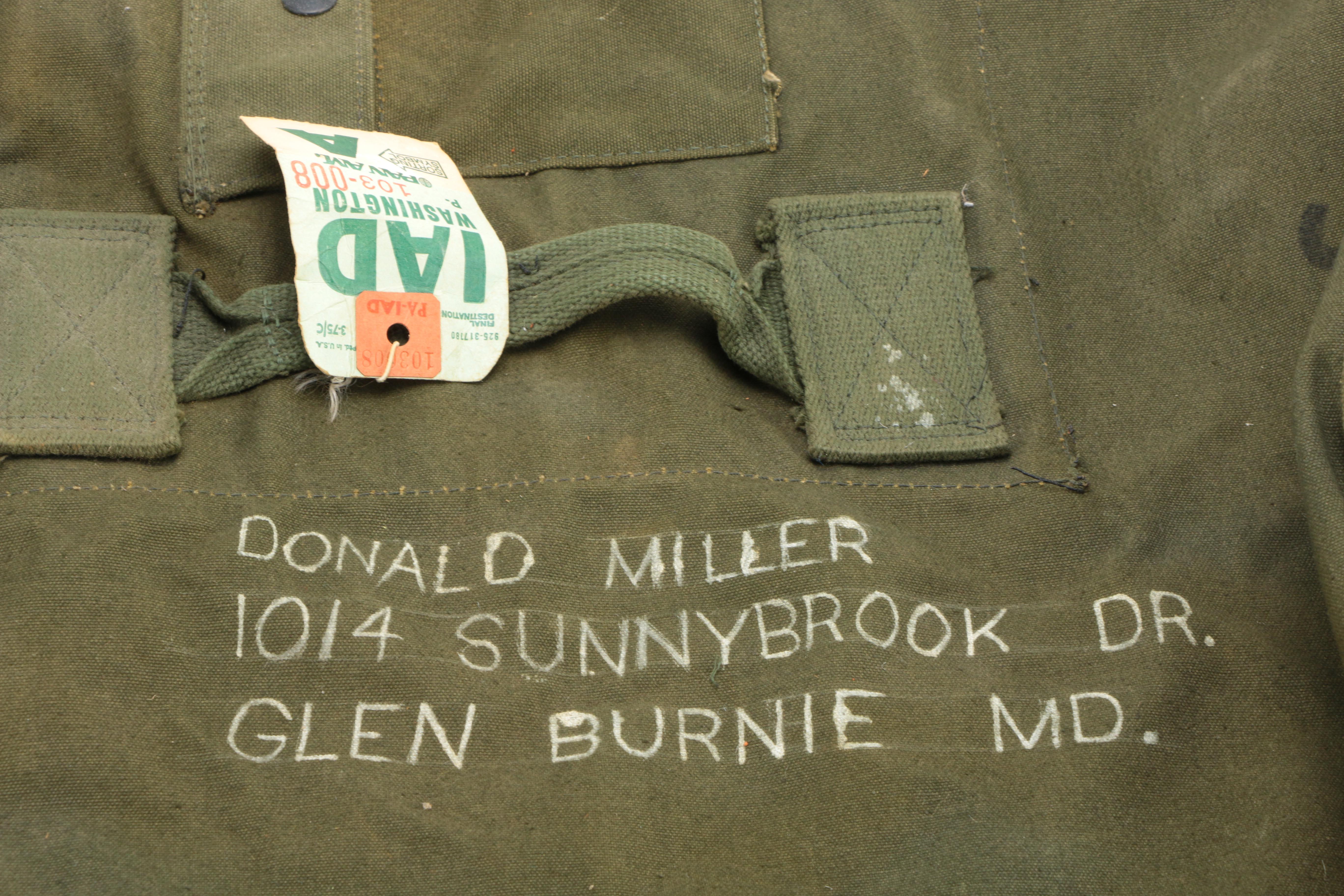 Military "Type II" Duffel Bag and WWII M1943  E-Tool