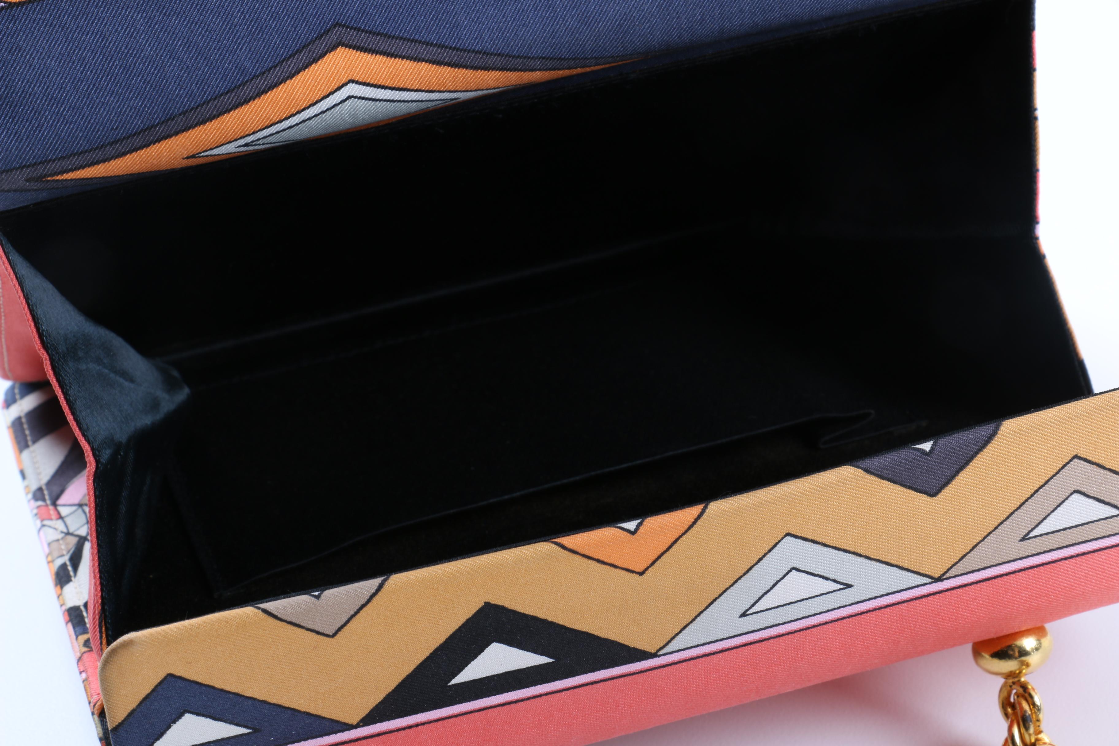 Circa 1960s Vintage Geometric Silk Emilio Pucci Handbag