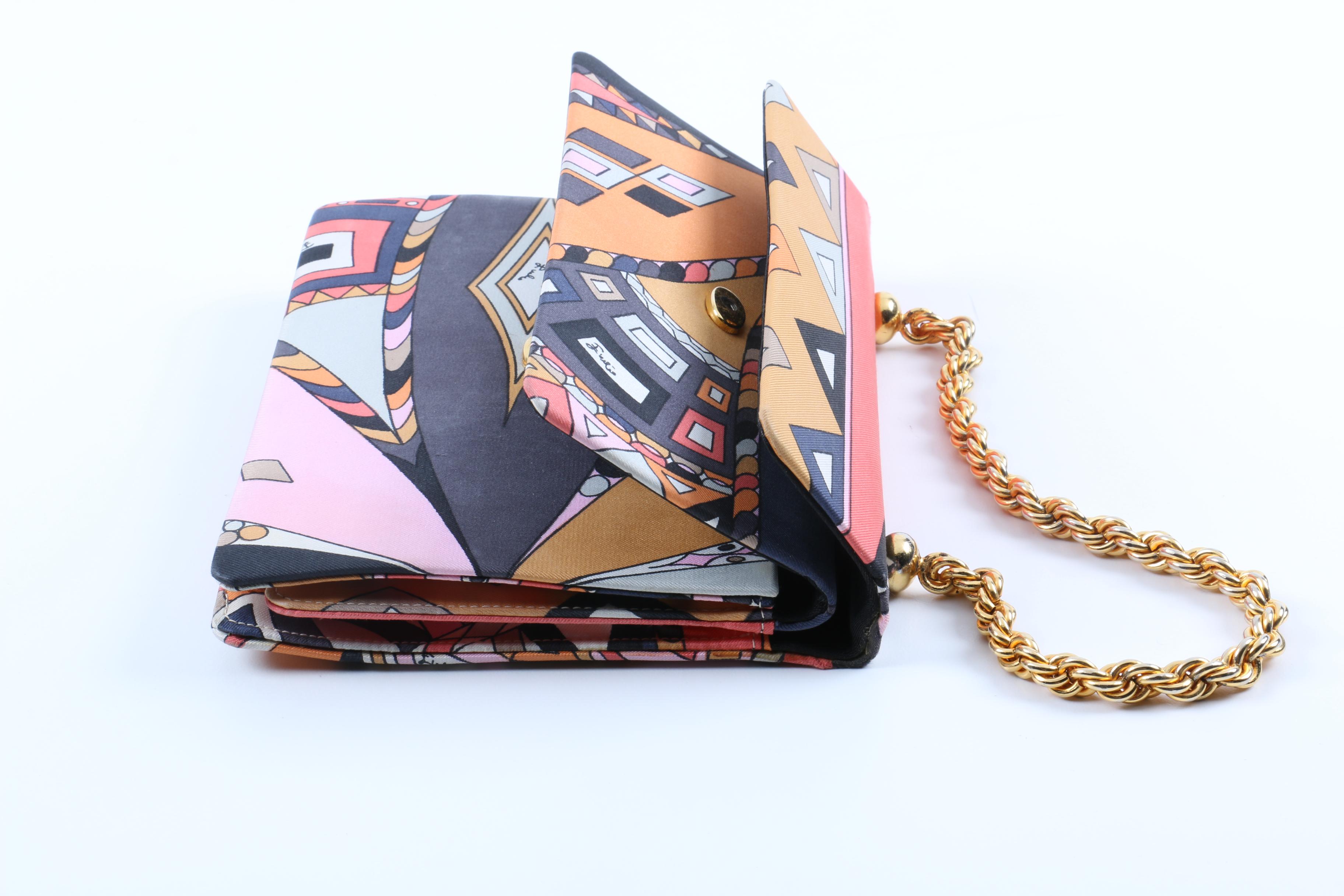 Circa 1960s Vintage Geometric Silk Emilio Pucci Handbag
