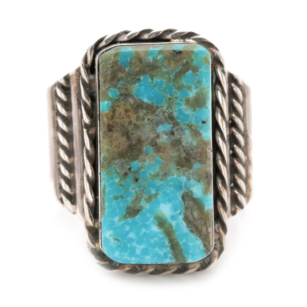 Navajo Sterling Silver Turquoise Ring by C.J. Butler