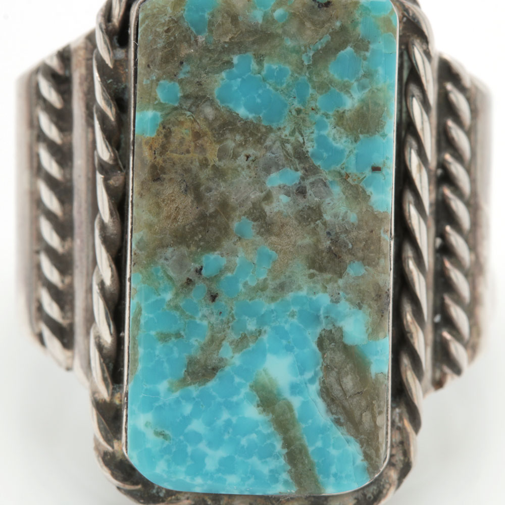 Navajo Sterling Silver Turquoise Ring by C.J. Butler