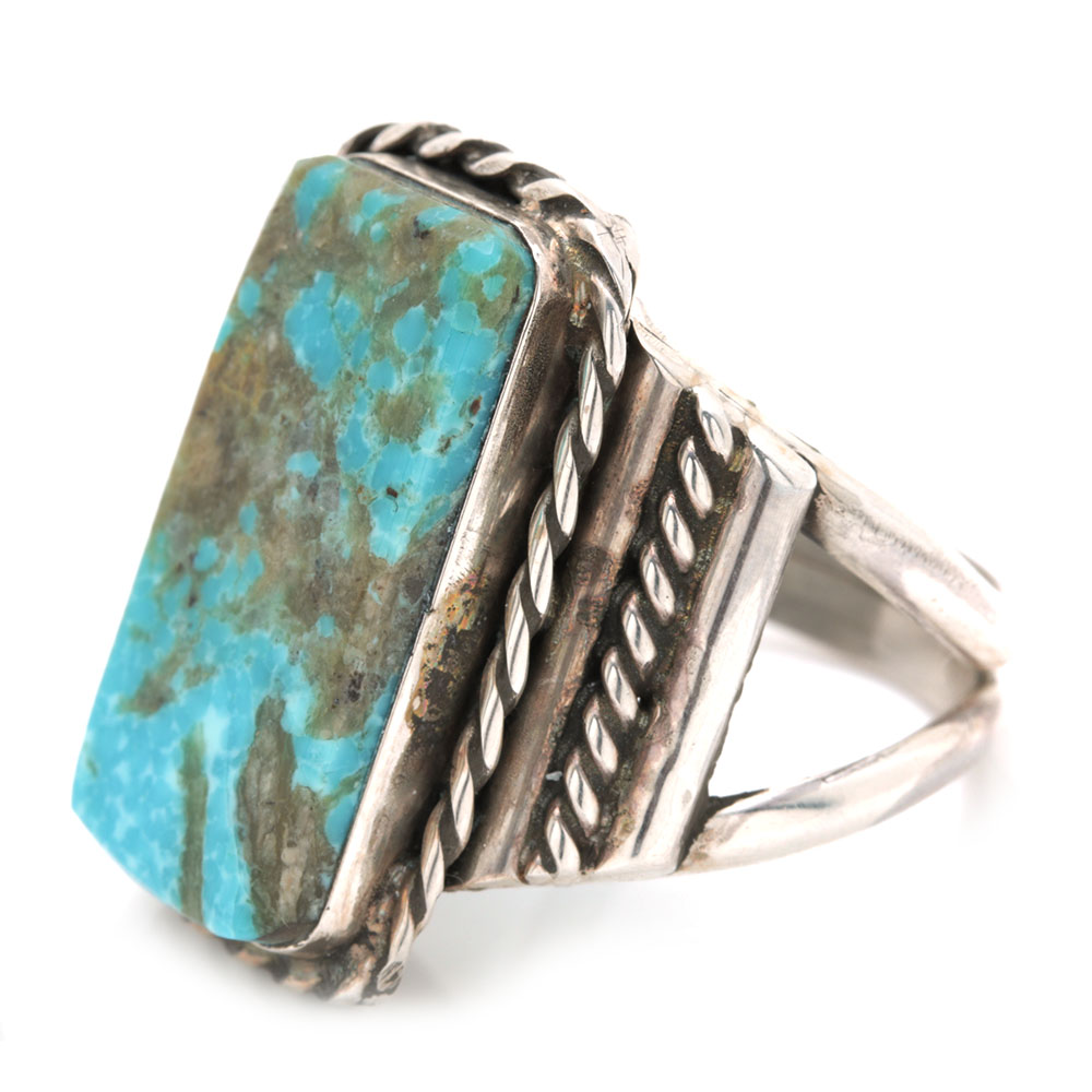 Navajo Sterling Silver Turquoise Ring by C.J. Butler