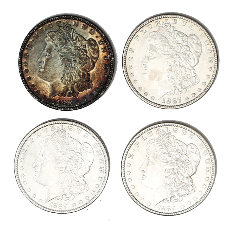 1885, 1887, and 1889 Silver Morgan Dollars