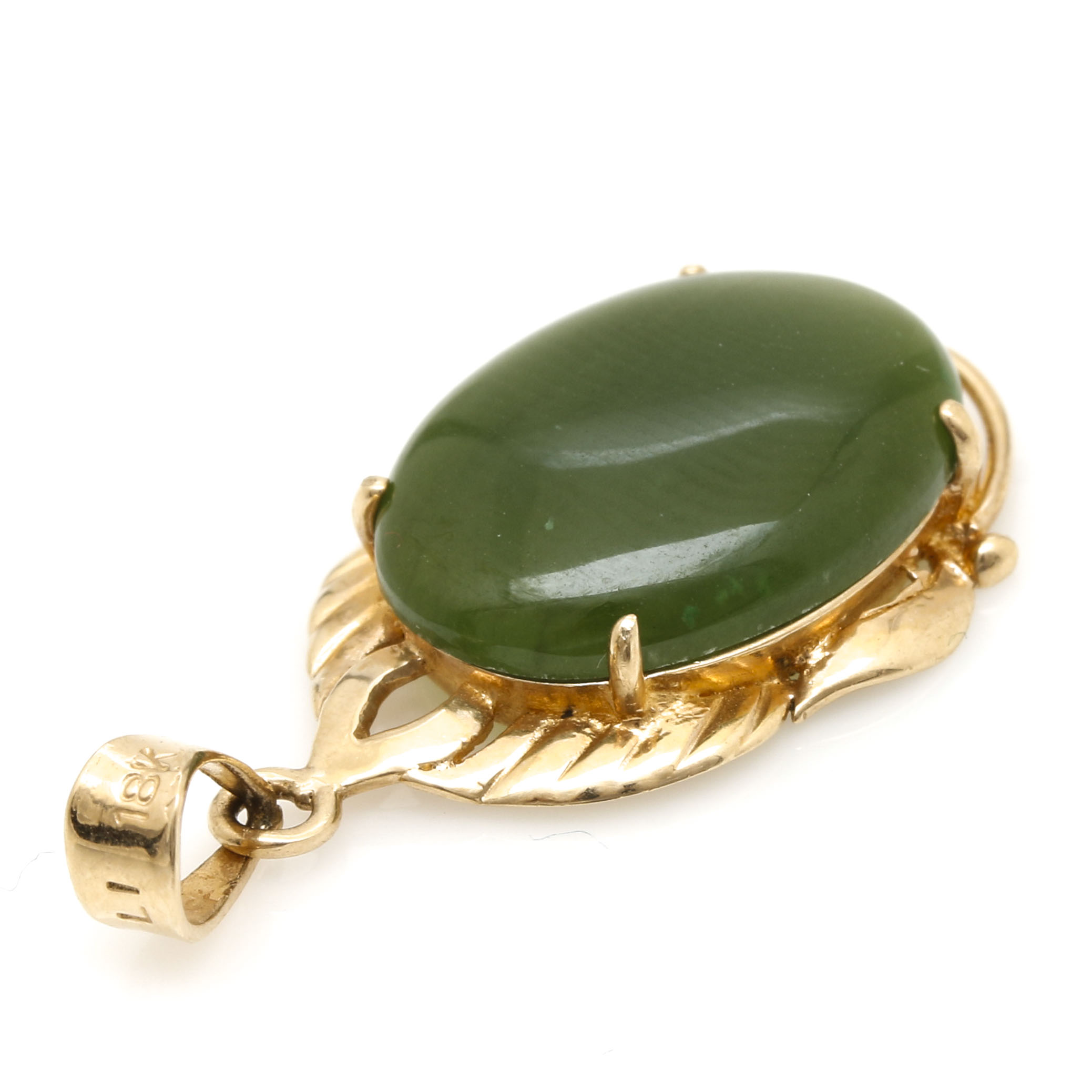 10K Yellow Gold Nephrite Pendant
