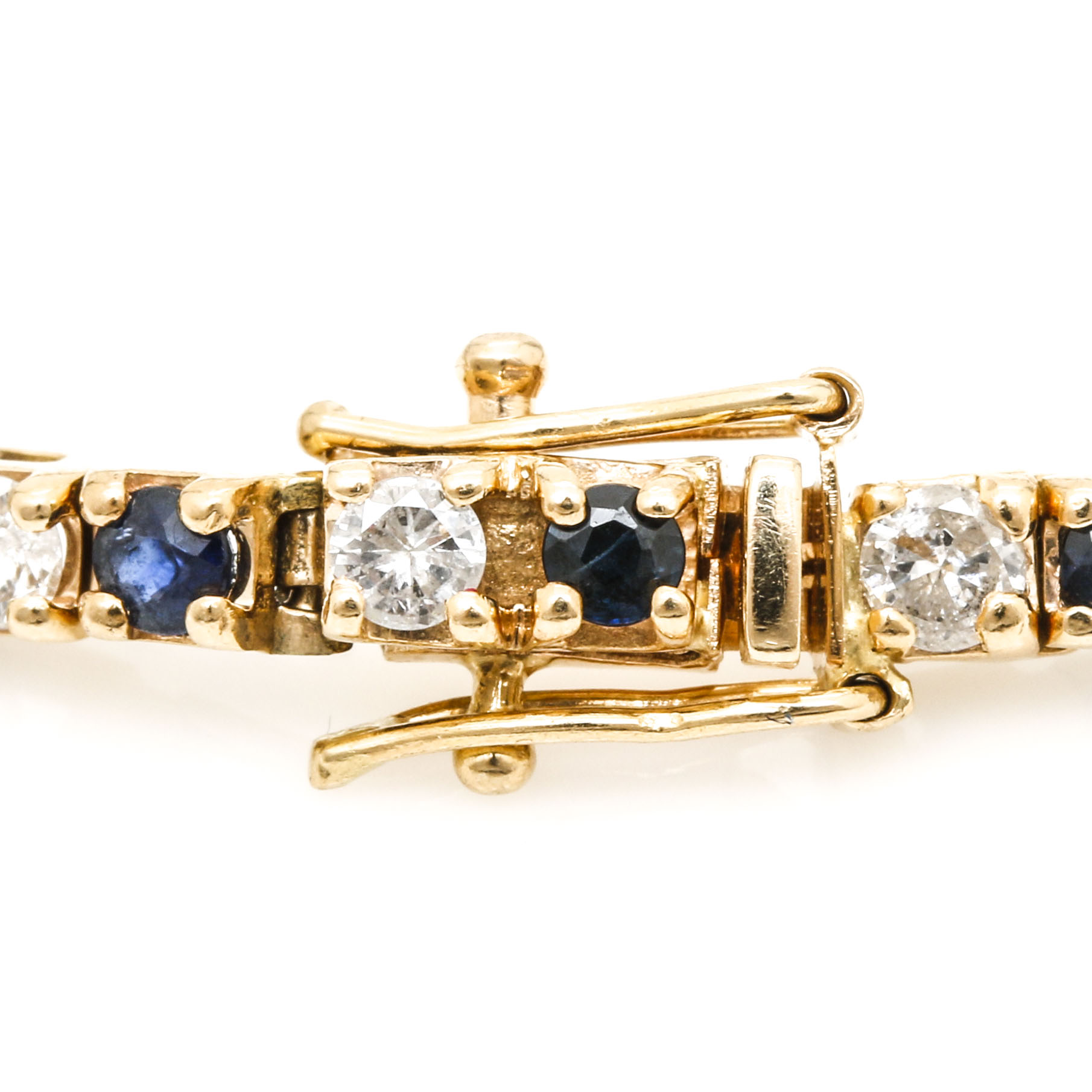 14K Yellow Gold 1.54 CTW Diamond and Sapphire Tennis Bracelet