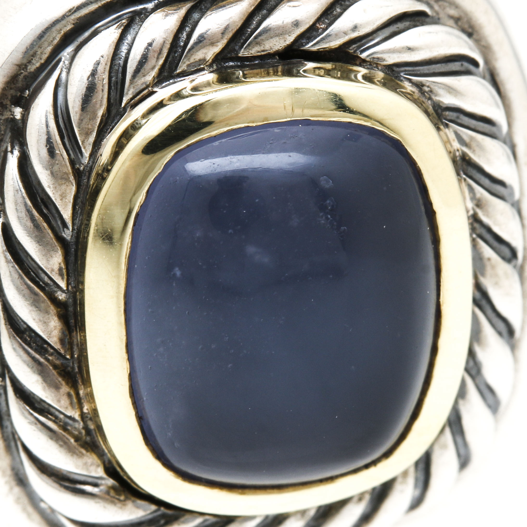 David Yurman Sterling Silver and 14K Yellow Gold Chalcedony Pendant