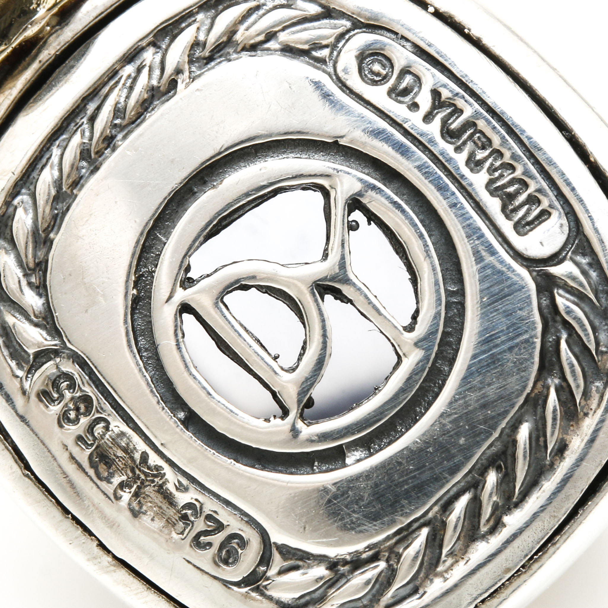 David Yurman Sterling Silver and 14K Yellow Gold Chalcedony Pendant