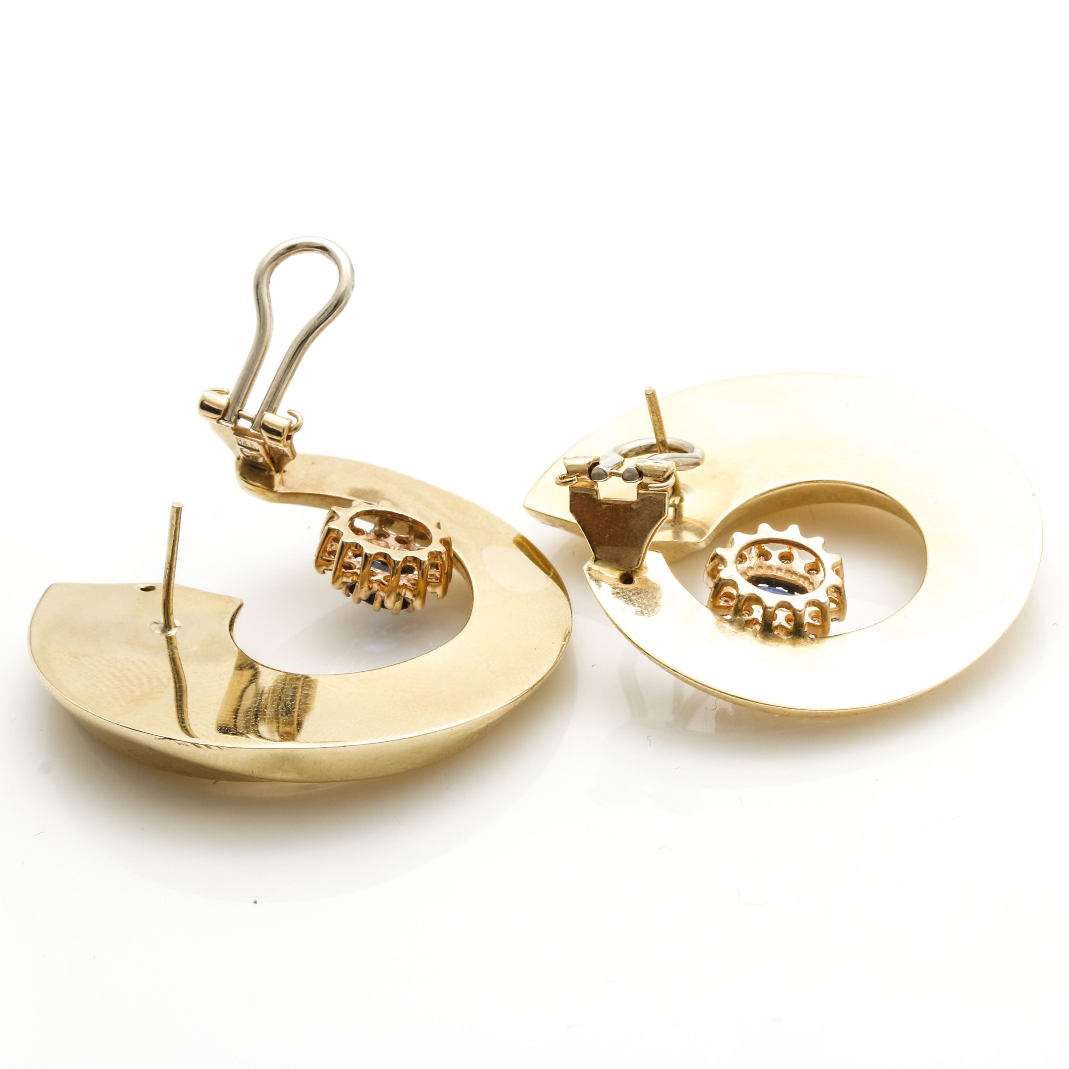 UnoAErre 14K Yellow Gold Sapphire and Diamond Earrings